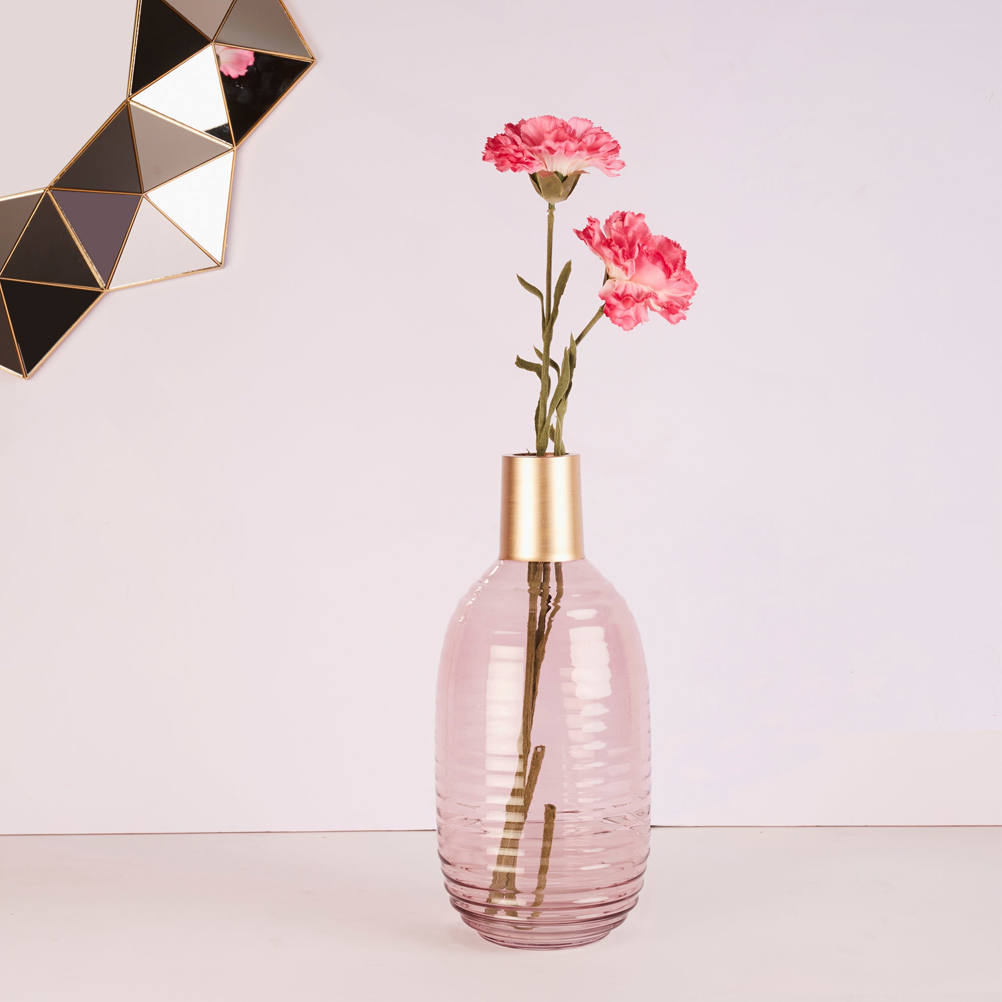 Alena Pot Glass Vase 32Cm in Blush Colour
