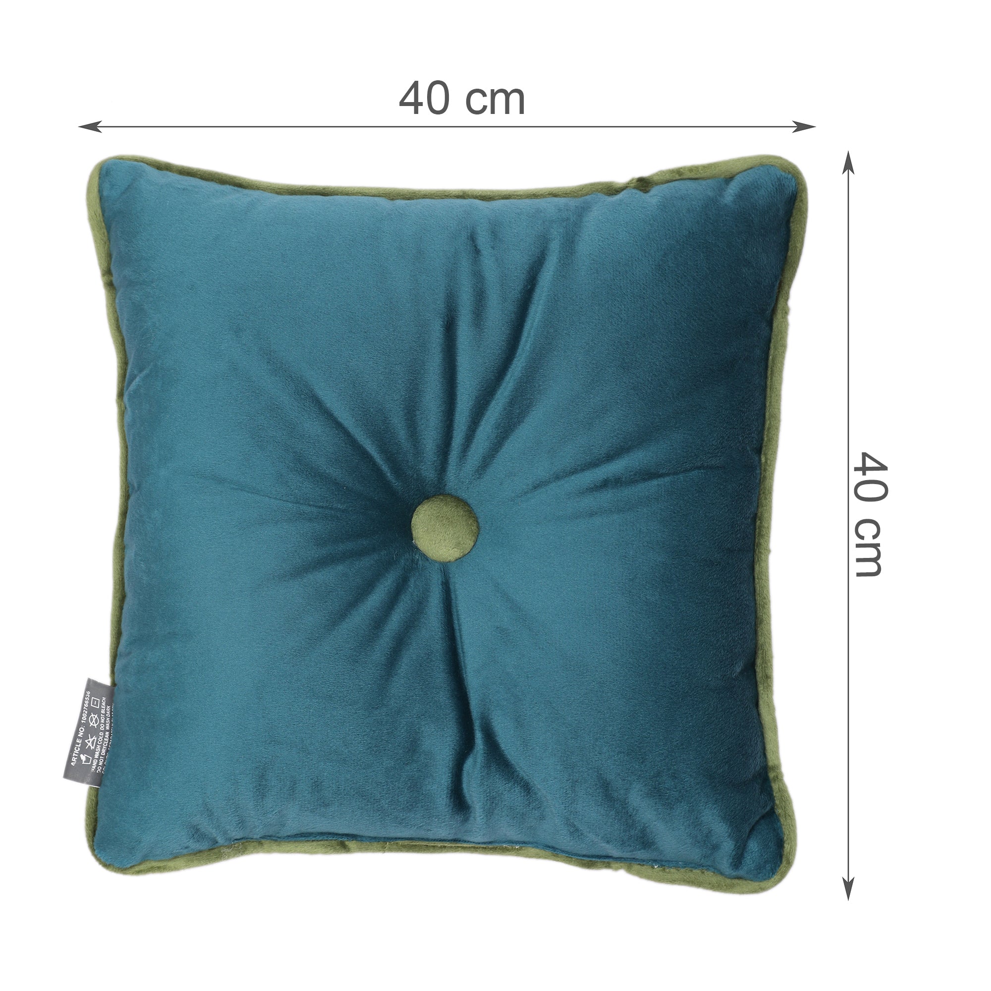 Velvet Solid Dori Filled Cushion Aqua, 40X40cm