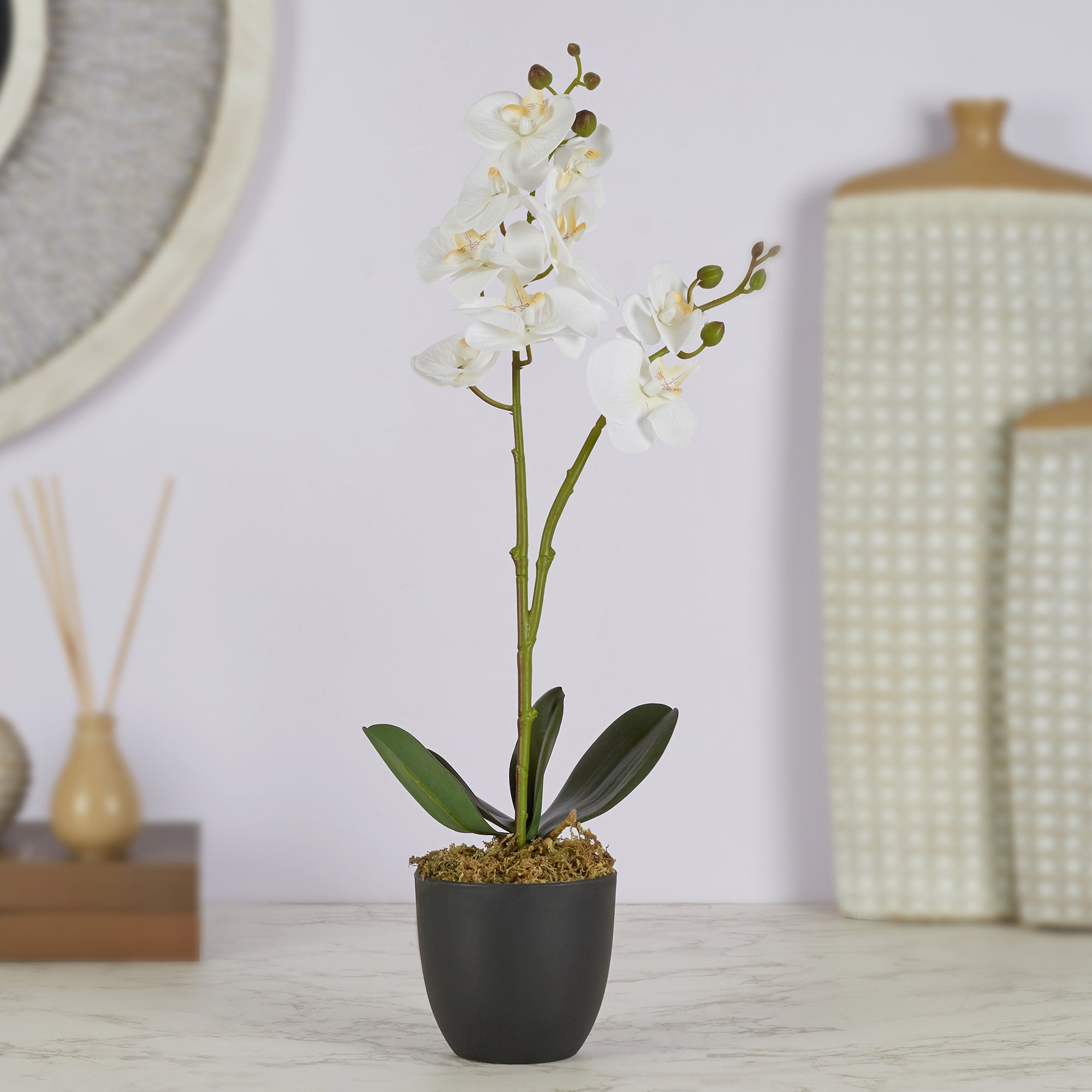 Ilana Artificial Orchid Potted Plant 40Cm in White Colour