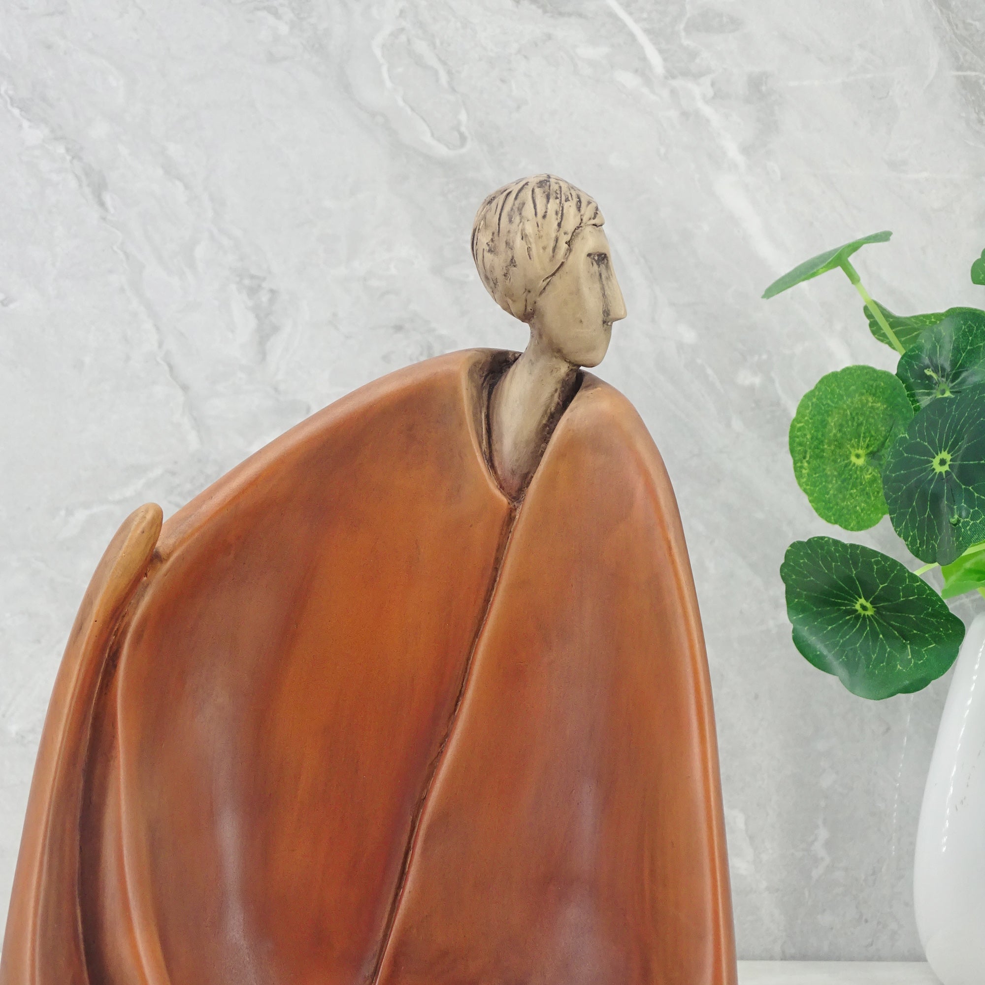 Alpine Polyresin Man Sitting Figurine 18x14x23Cm in Brown Colour