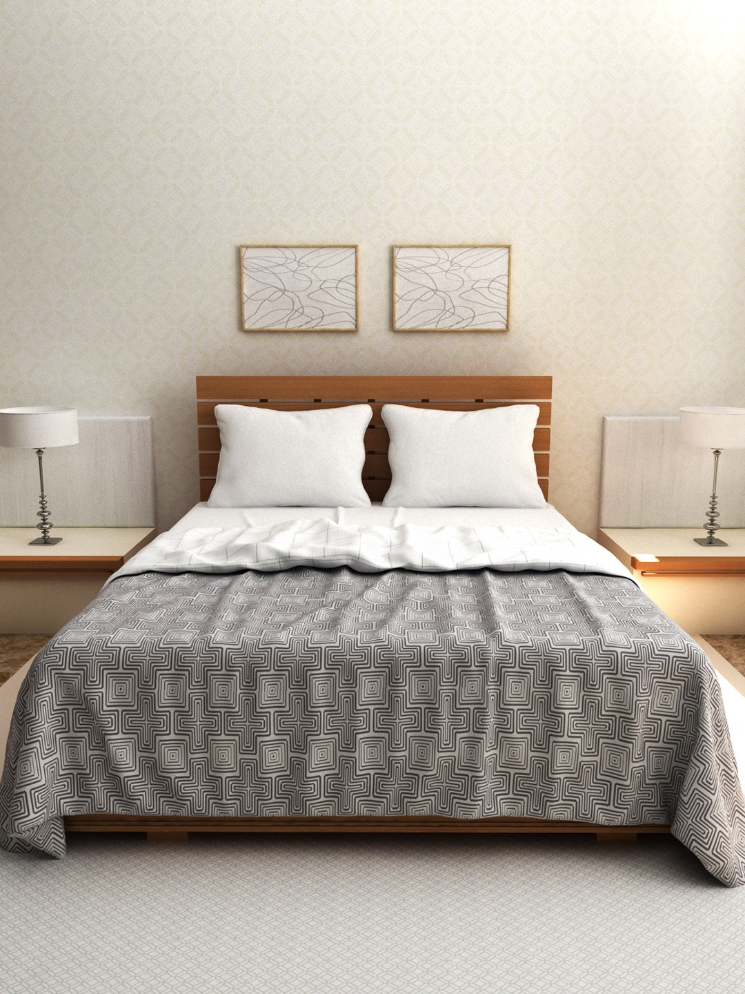 Amour Polycotton Double Dohar in Charcoal Colour