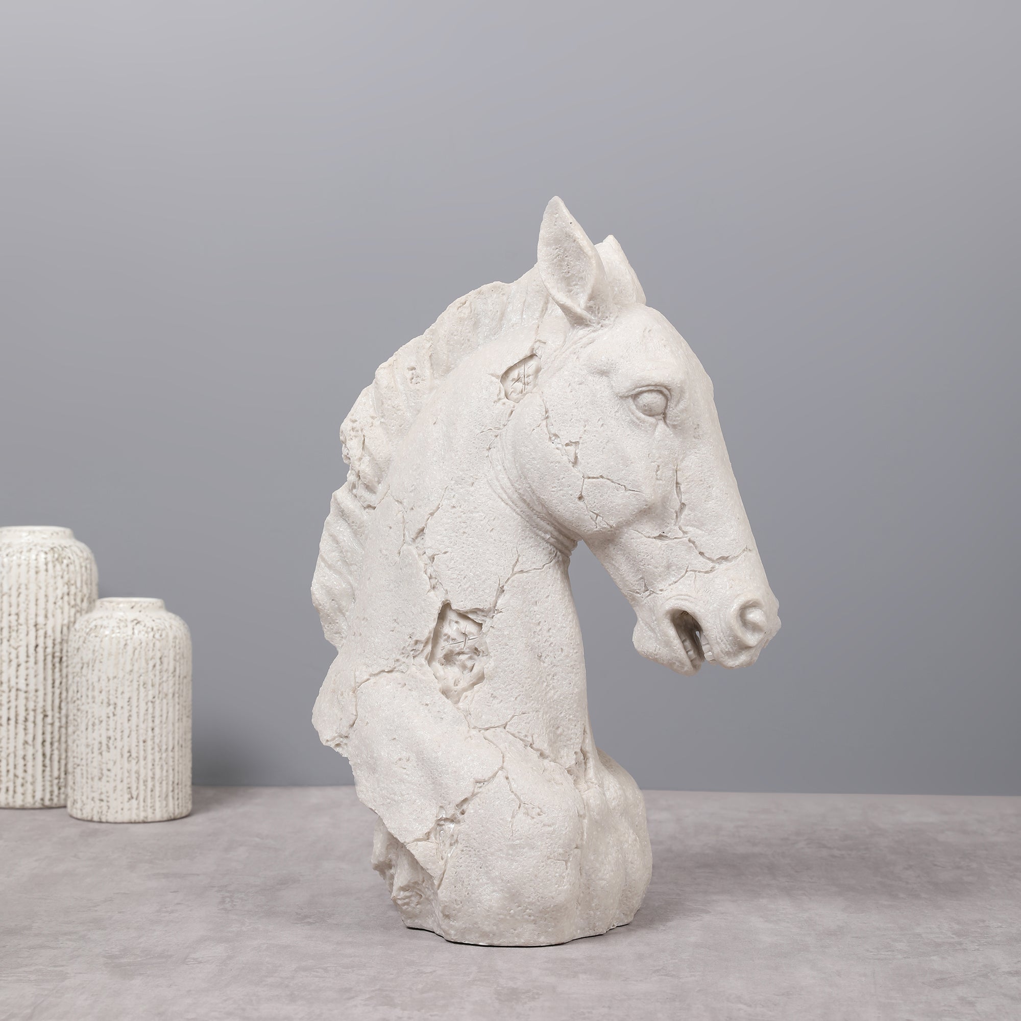Miraya Horse Head Figurine White 39cm by Living Essence