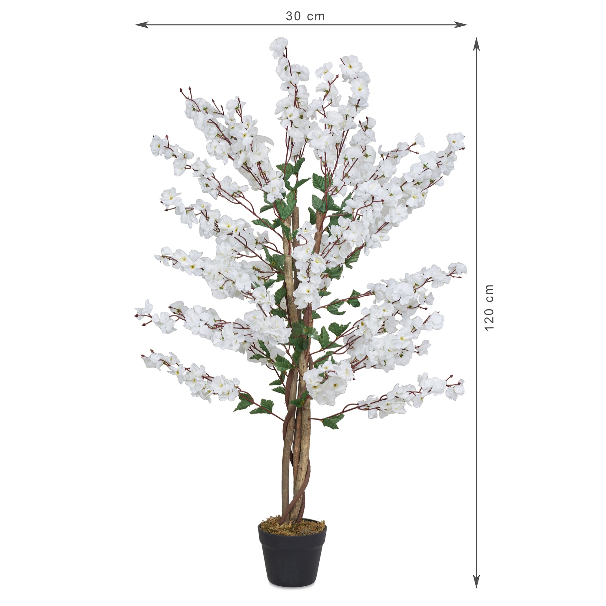 Ilana Artificial Cherry Blossom Potted Tree 120Cm in White Colour