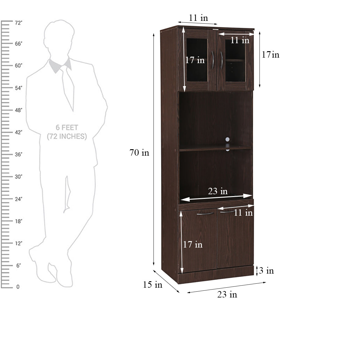 Penelope Engineered Wood Multipurpose Cabinet in Walnut Colour