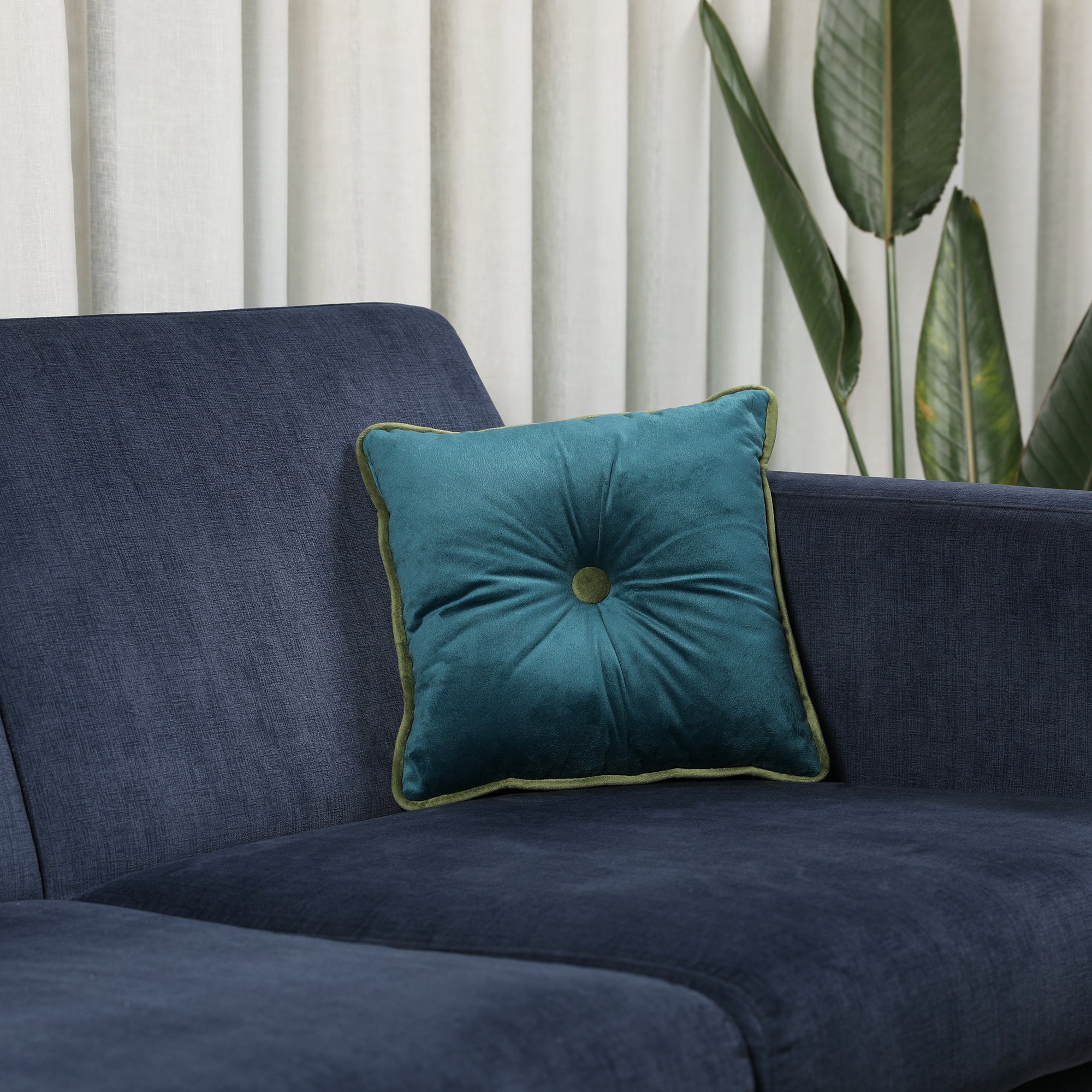 Velvet Solid Dori Filled Cushion Aqua, 30X30cm