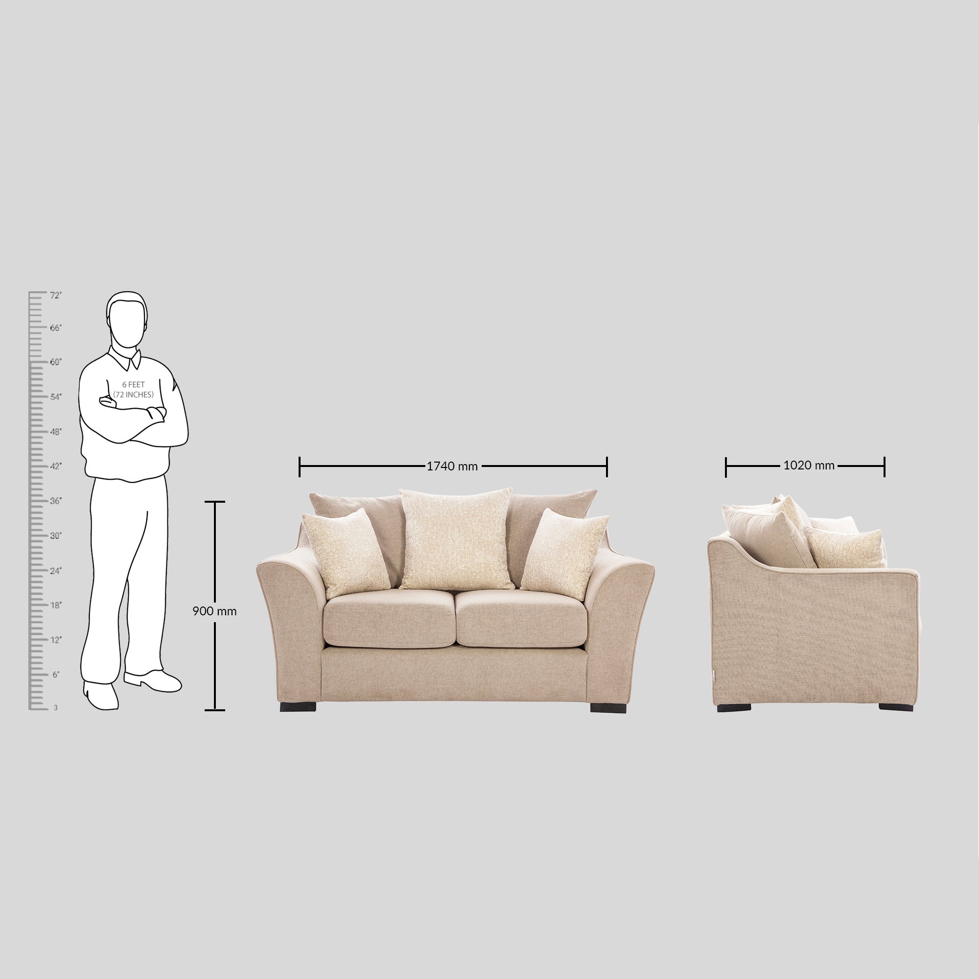 Timeless Allure (Perth 3 + 2 Seater Sofa Set + Ossein Center Table + Ossien Side Table)