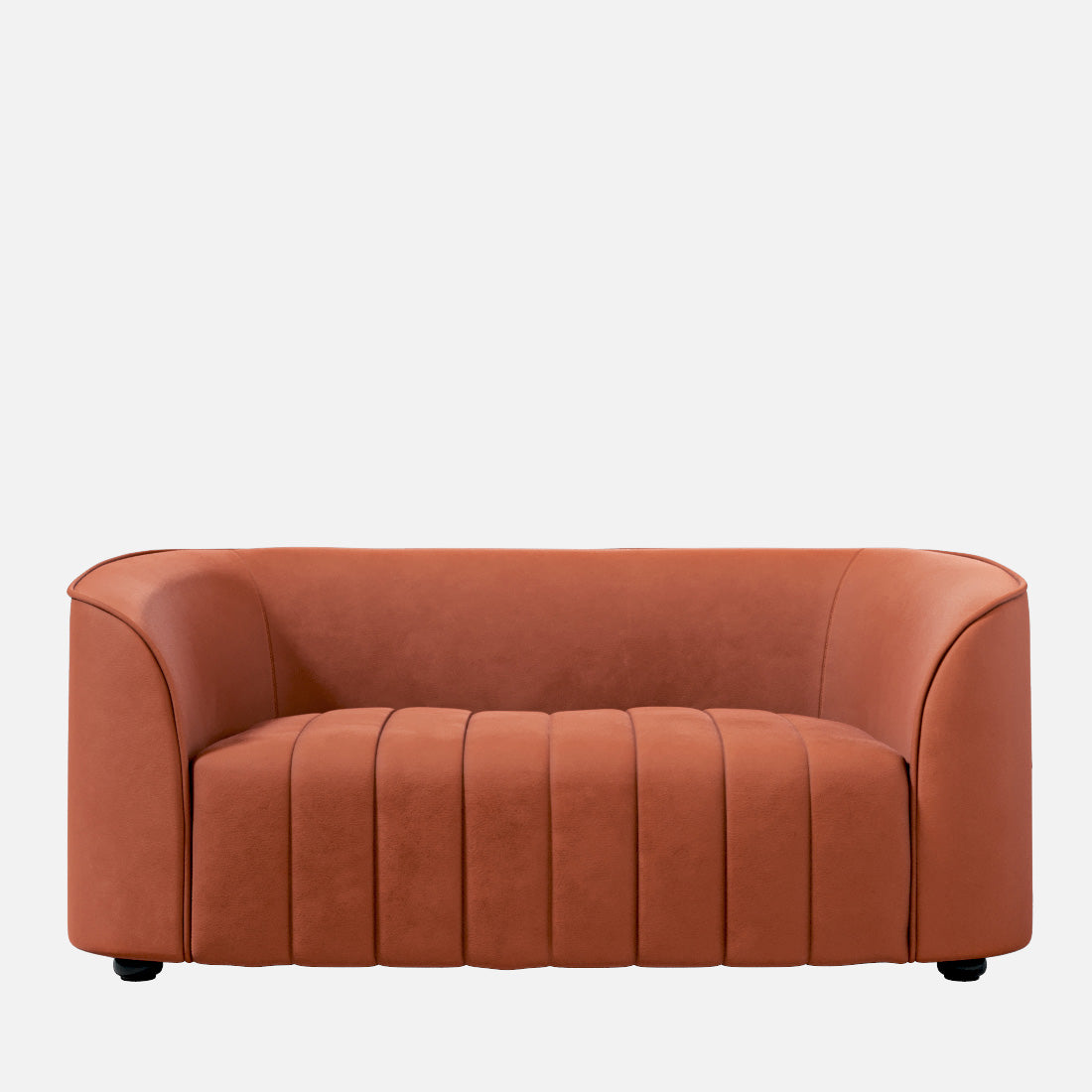 Elise Velvet Fabric Two Seater Sofa in Rust Colour