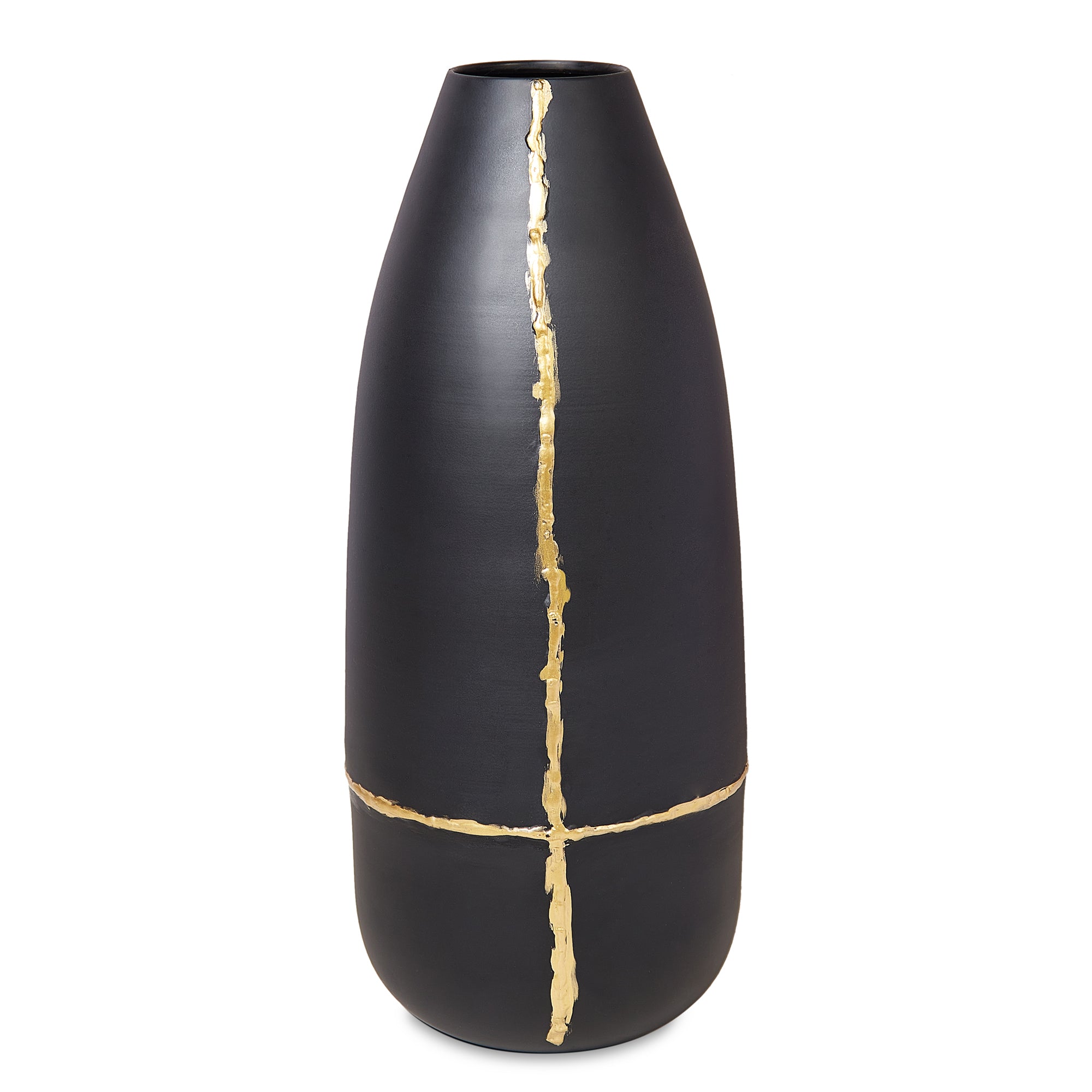 Mezzo Metal Vases 46 cm in Black Colour