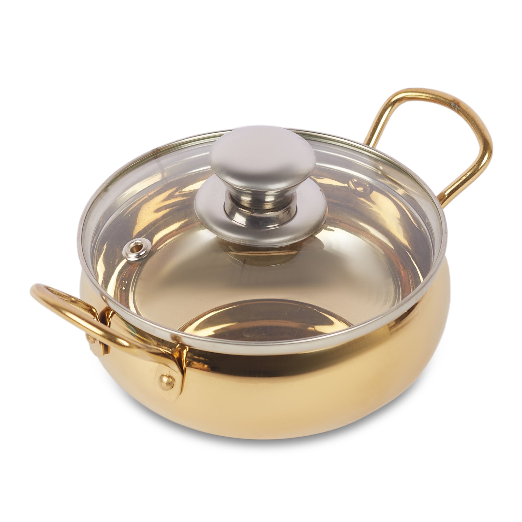 Sapphire Stainless Steel Serving Handi Set of 2 in Gold & Silver Colour by Living Essence