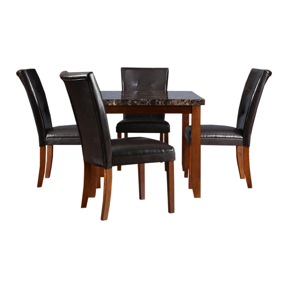 Eden Marble Finish Top 4 Seater Dining Set in Brown Colour