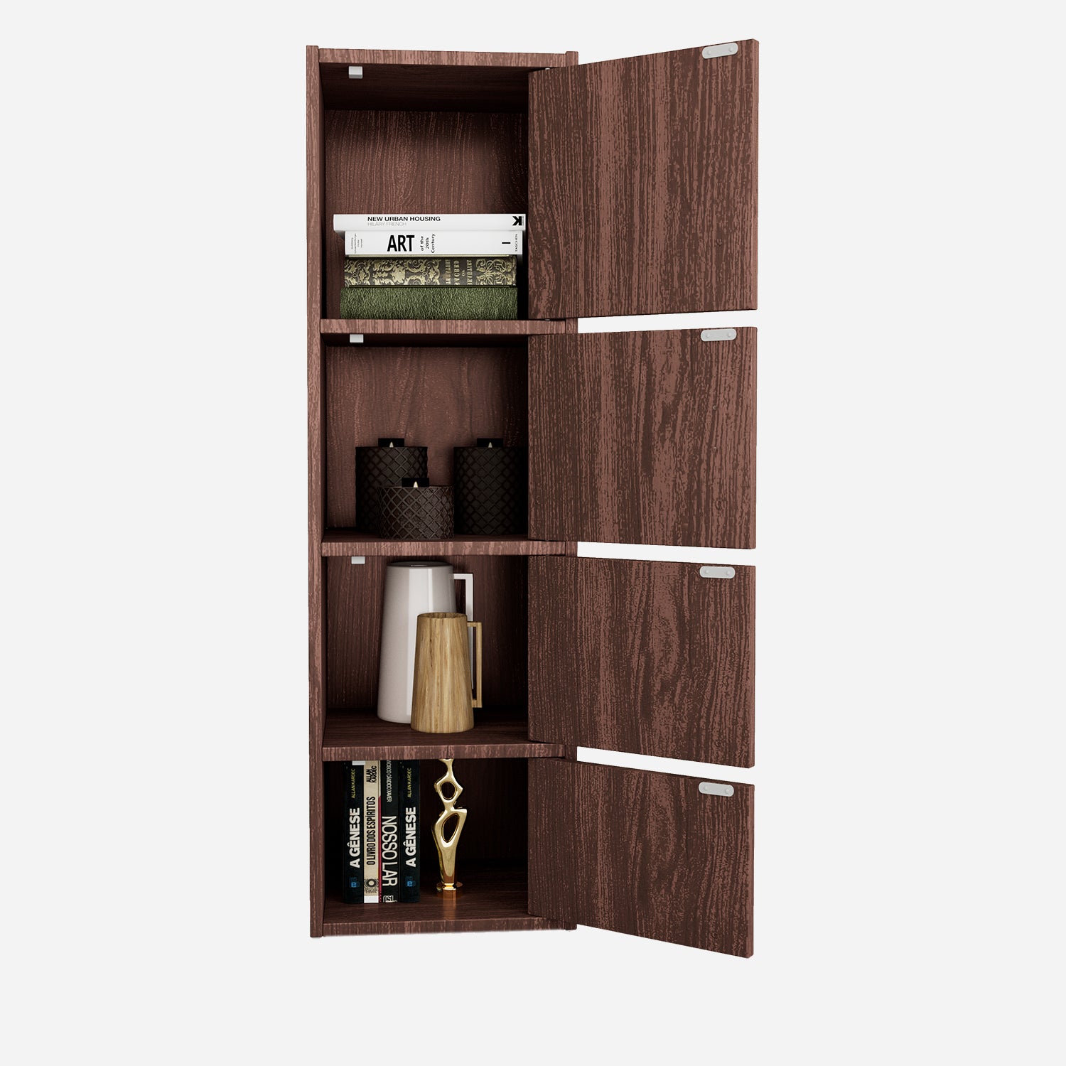 Albert Engineered Wood 4 Tier Cabinet in Cherry Brown Colour