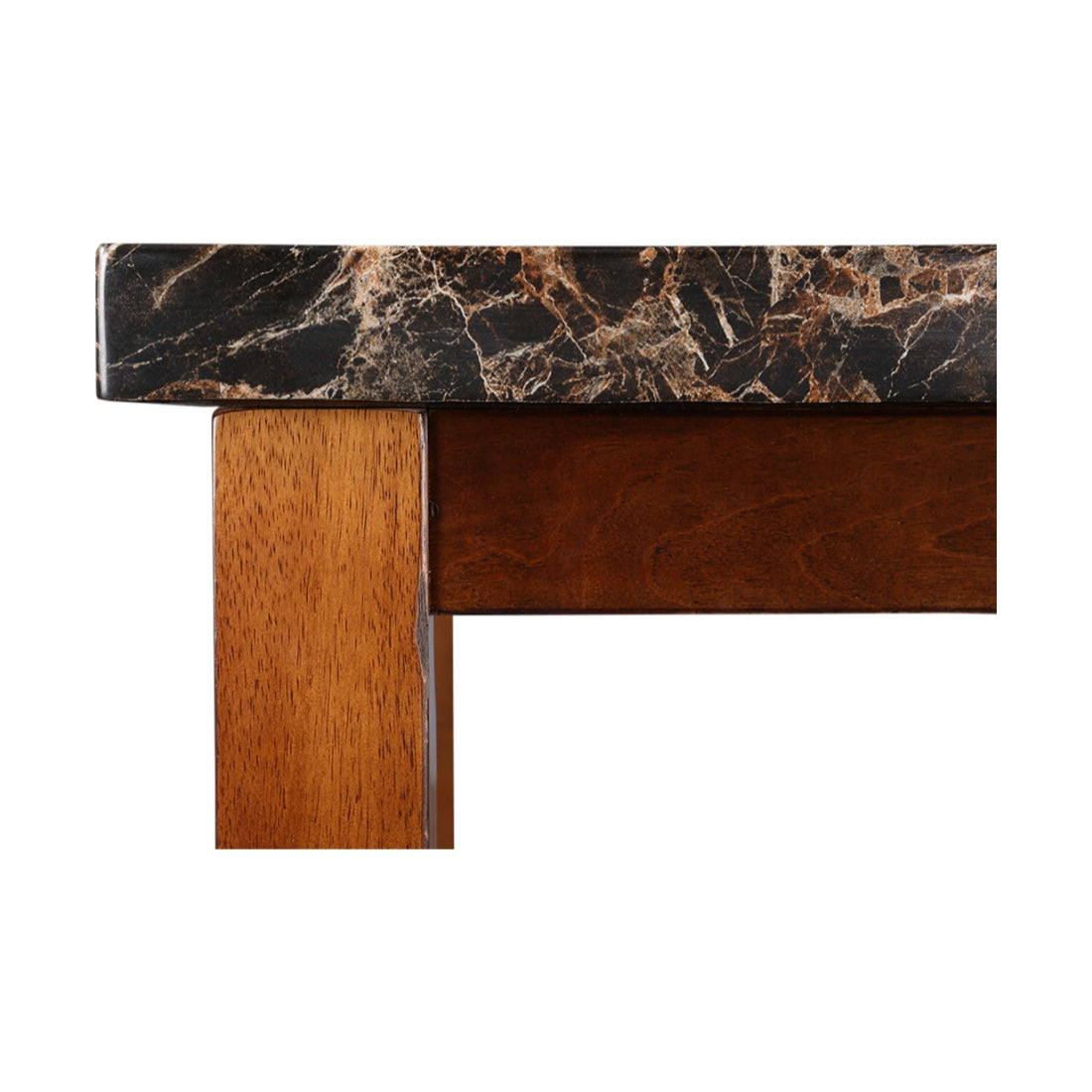 Eden Marble Finish Top 4 Seater Dining Table in Brown Colour