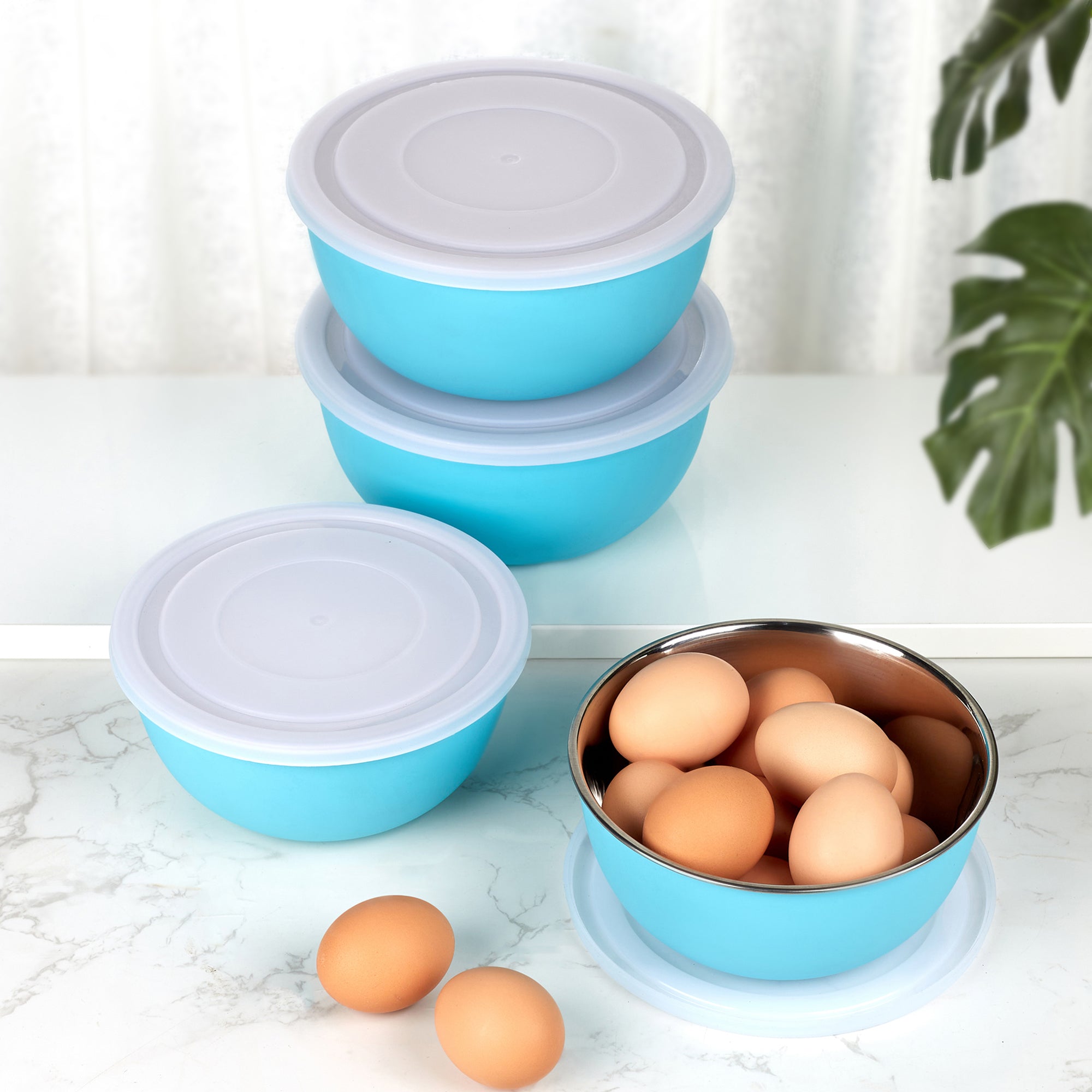 Fiesta Stainless Steel Microsafe Bowl Set of 4 in Teal Colour