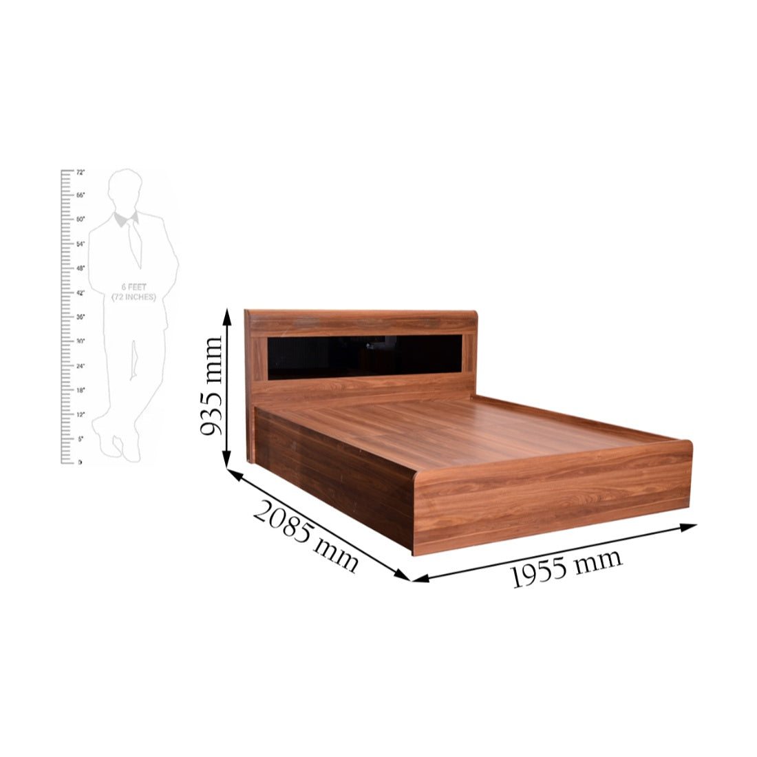 Archer King Bed with Box storage in Walnut Colour