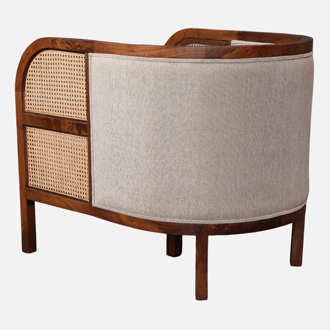 Siam Solidwood Single Seater Sofa in Beige Colour