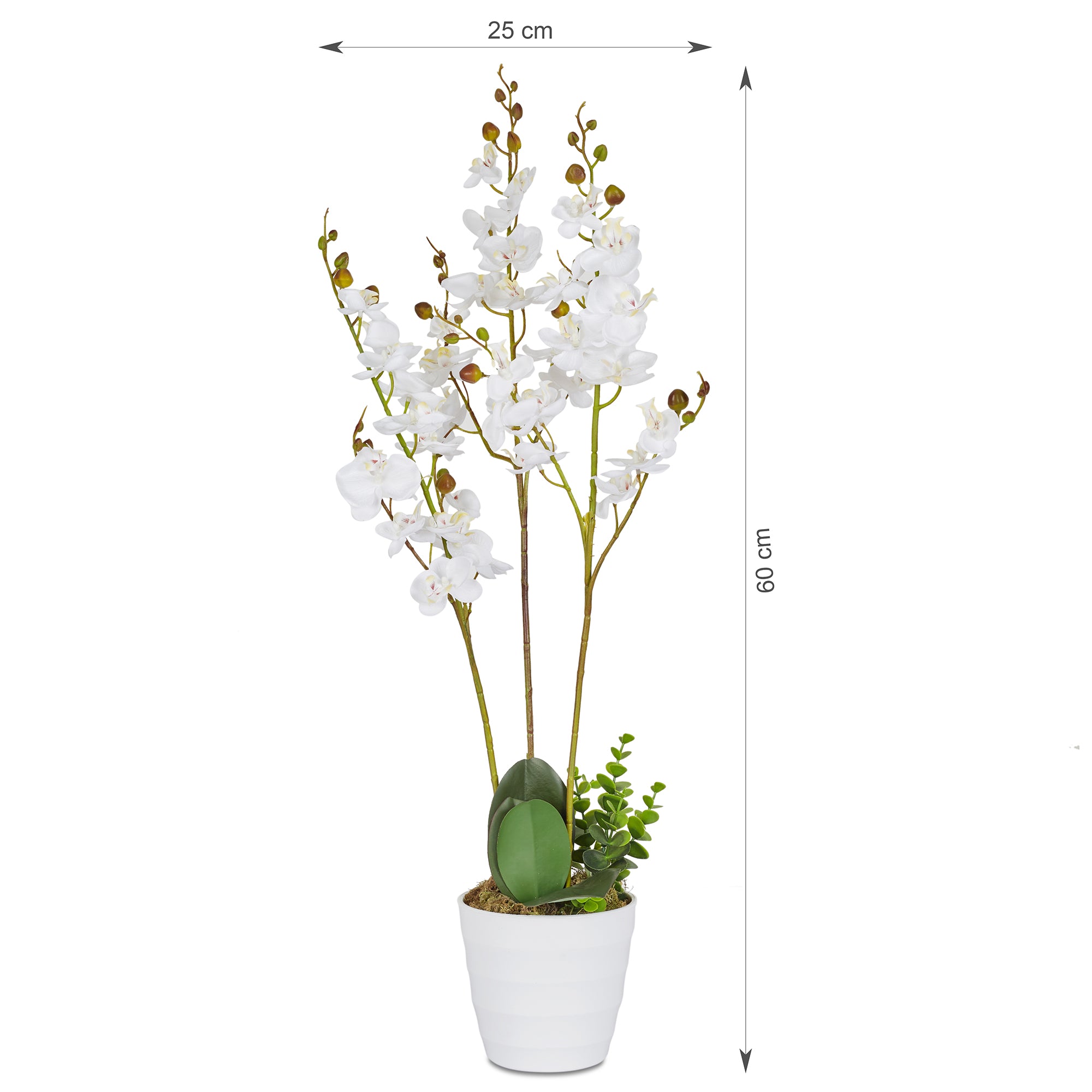 Ilana Artificial Orchid Potted Plant 60Cm in White Colour