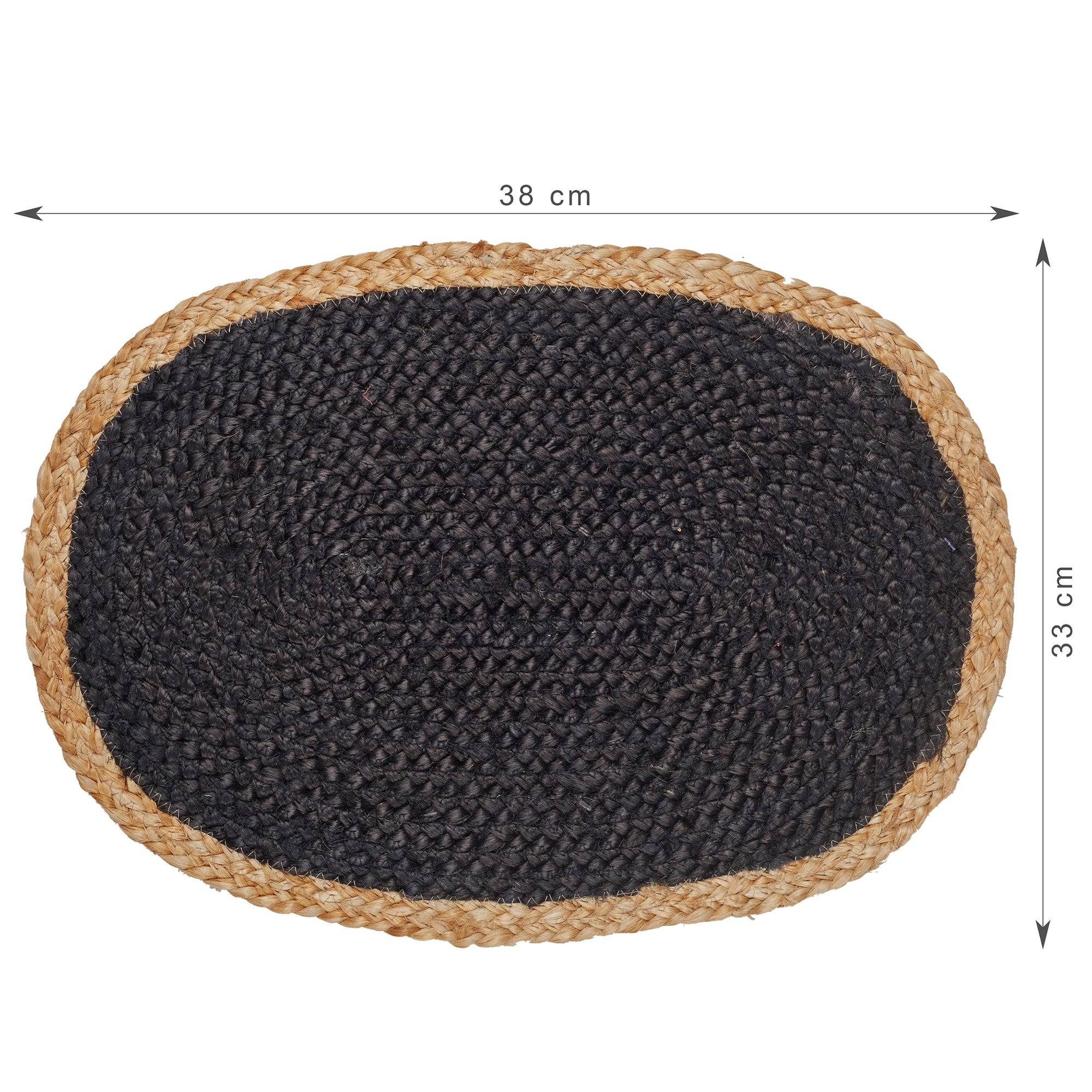 Ebony  Handmade Jute Placemat 38x38 Cm in Black Colour