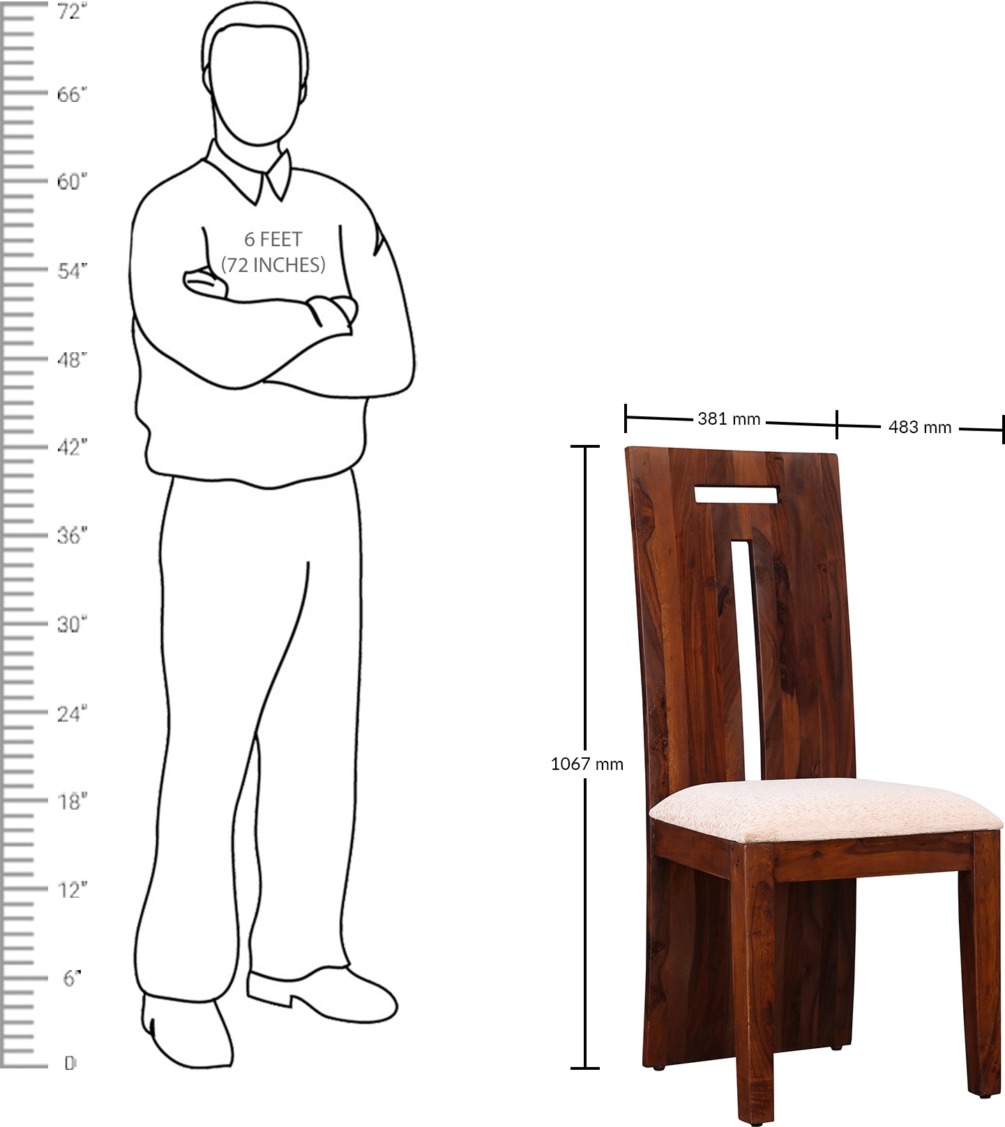 Austin Sheesham Wood(Rosewood) Dining Chair Set of 2 in Honey Colour