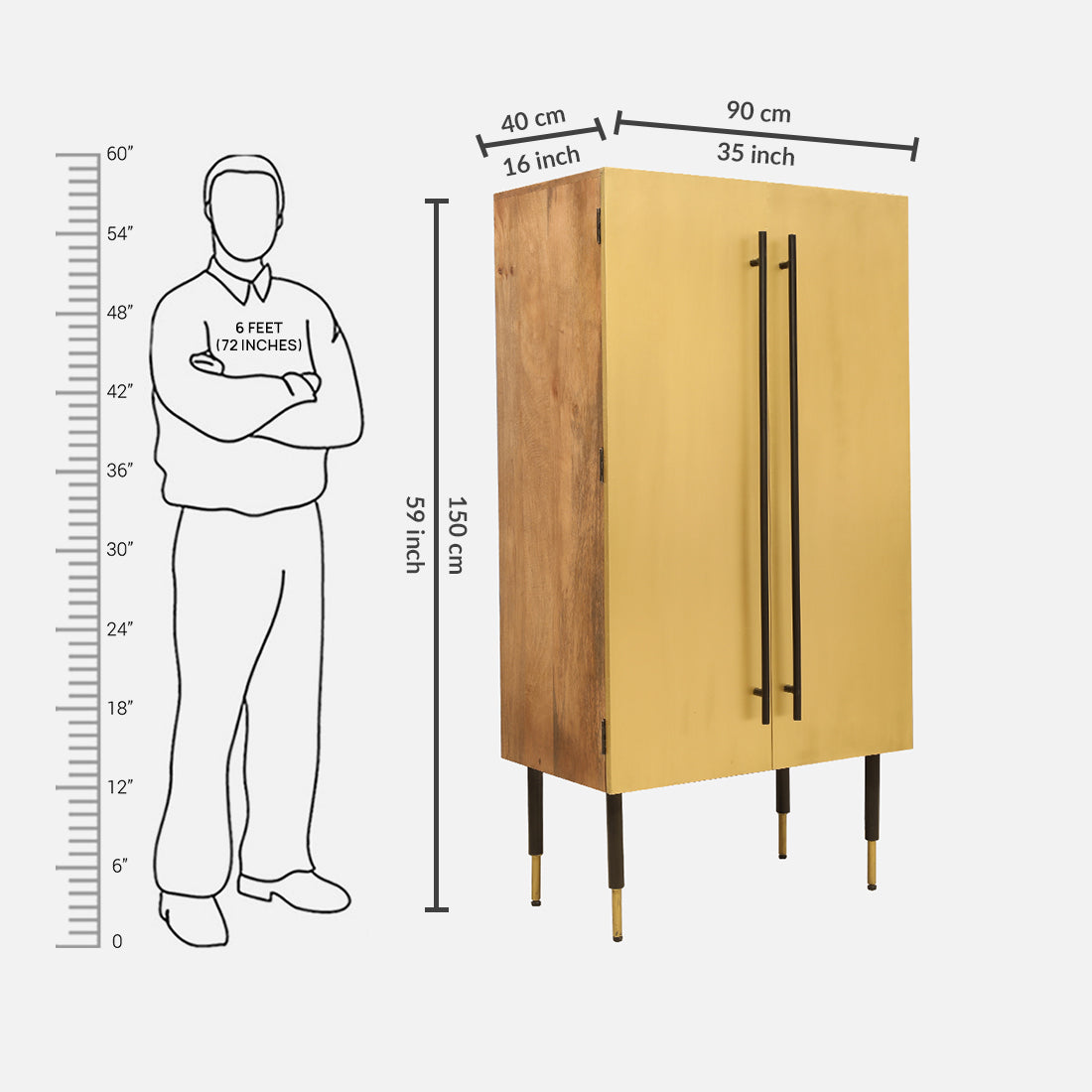 Crested  Bar Unit in Brown & Gold Colour