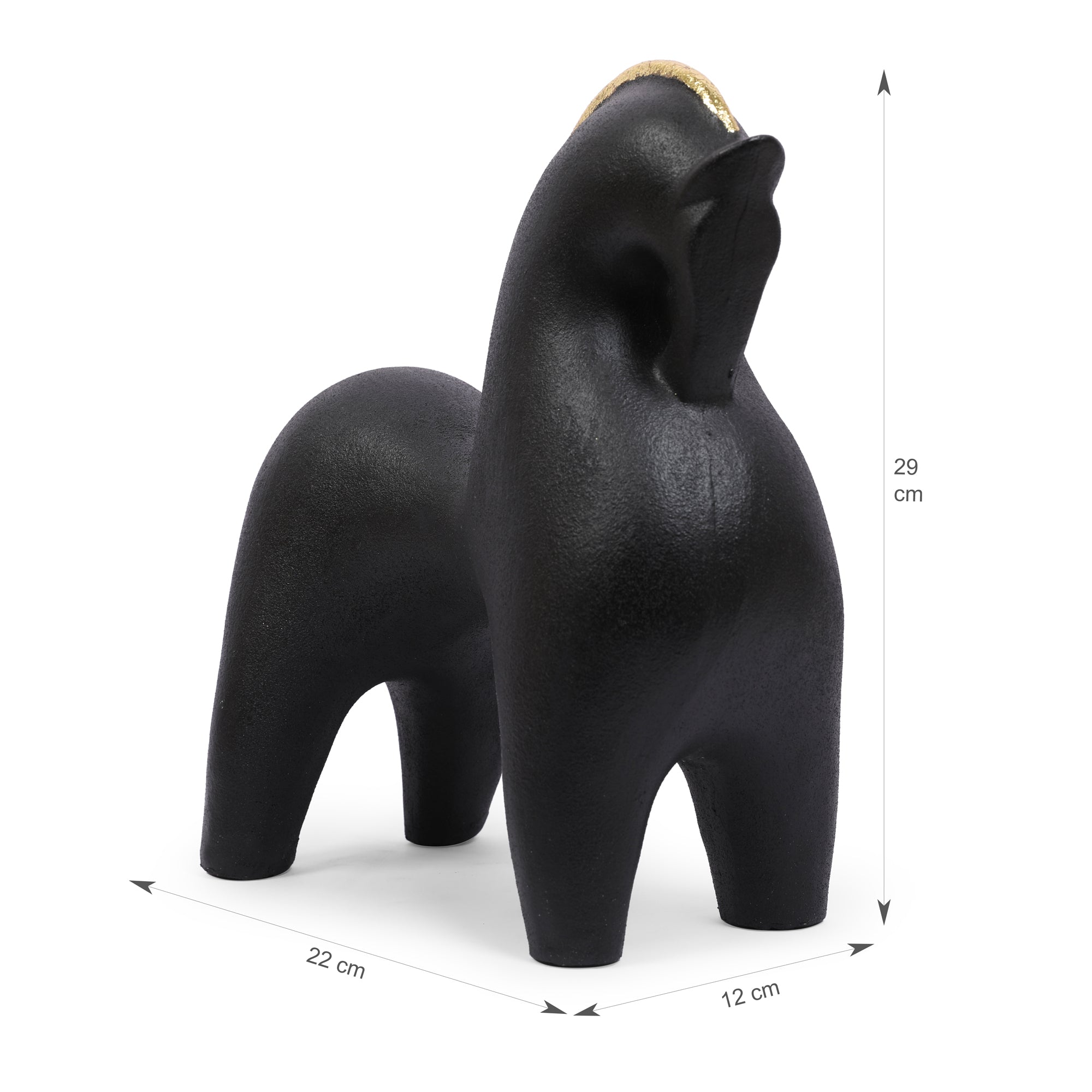 Miraya Contemporary Horse Polyresin Hand Finished Figurine Black 27cm by Living Essence