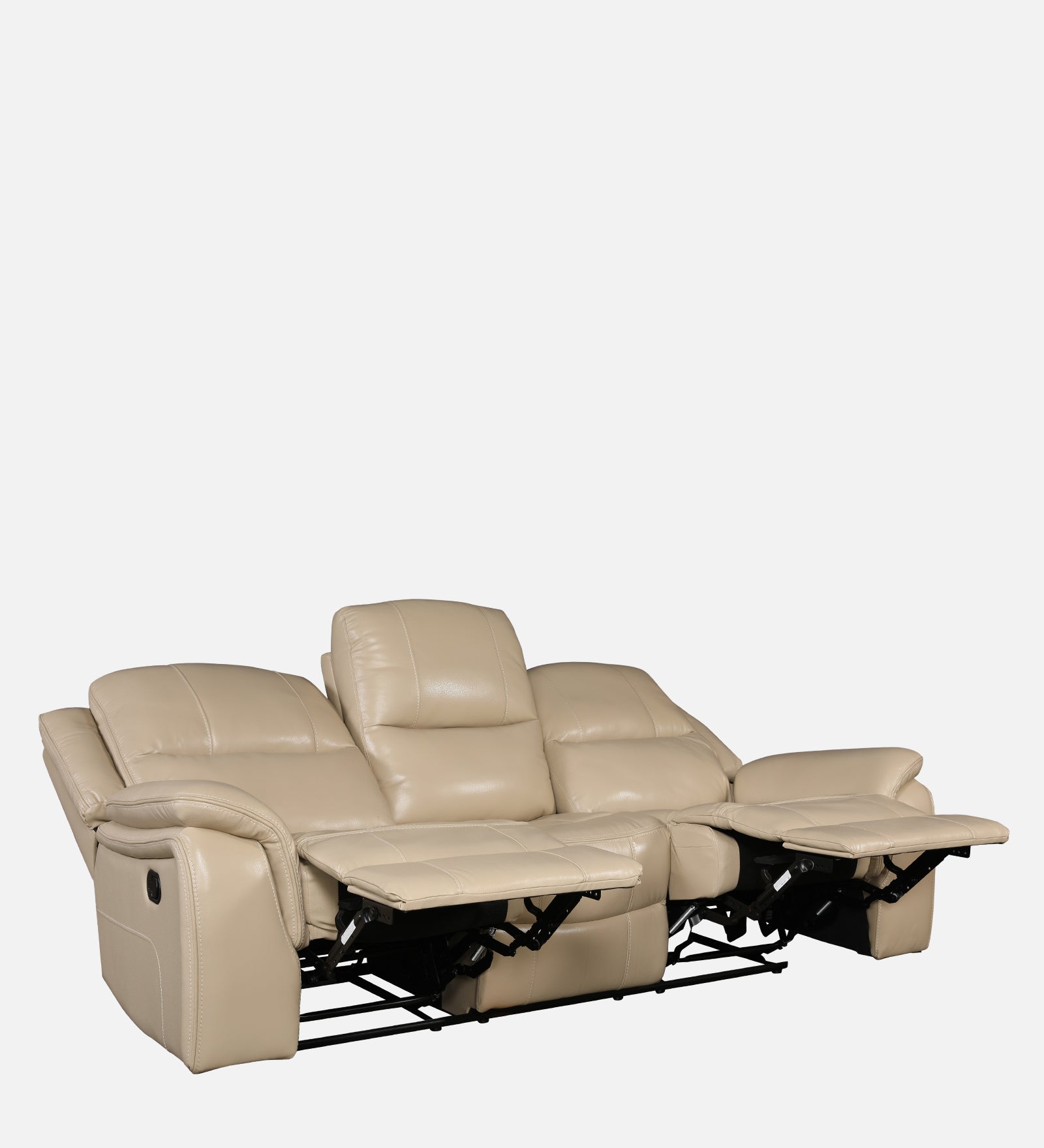 Murray Half Leather Three Seater Recliner in Beige Colour