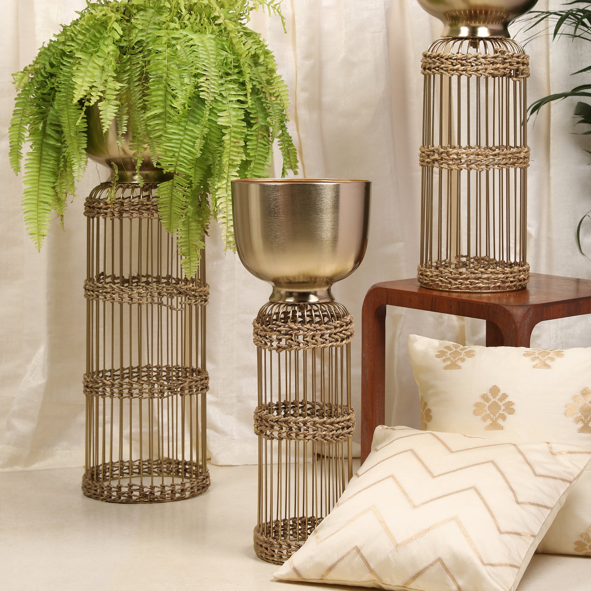 Cosmos Metal Planter 61 cm in Gold Colour