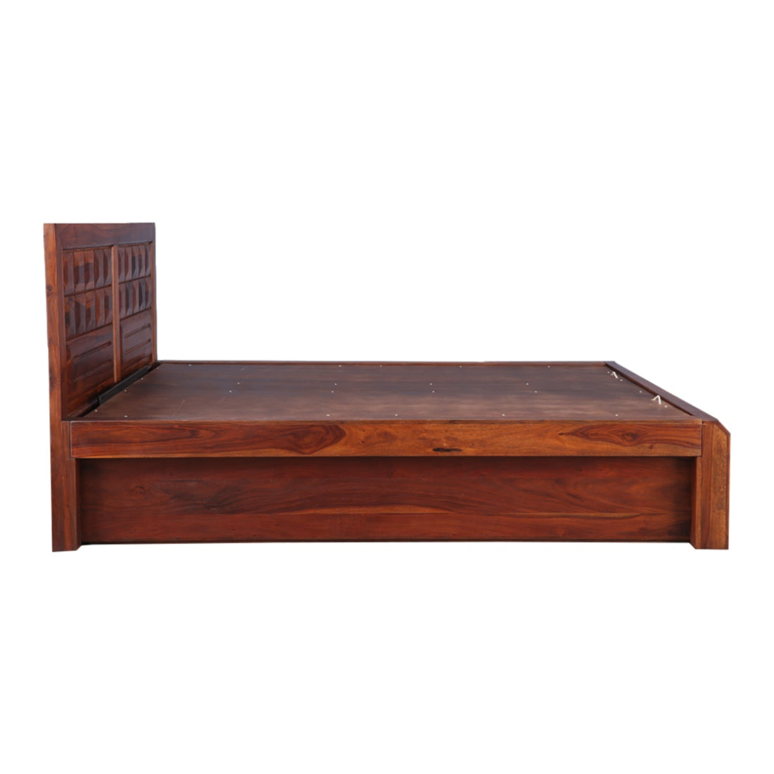 Woodrow Sheesham Wood(Rosewood) King bed with Hydraulic storage in Honey Colour