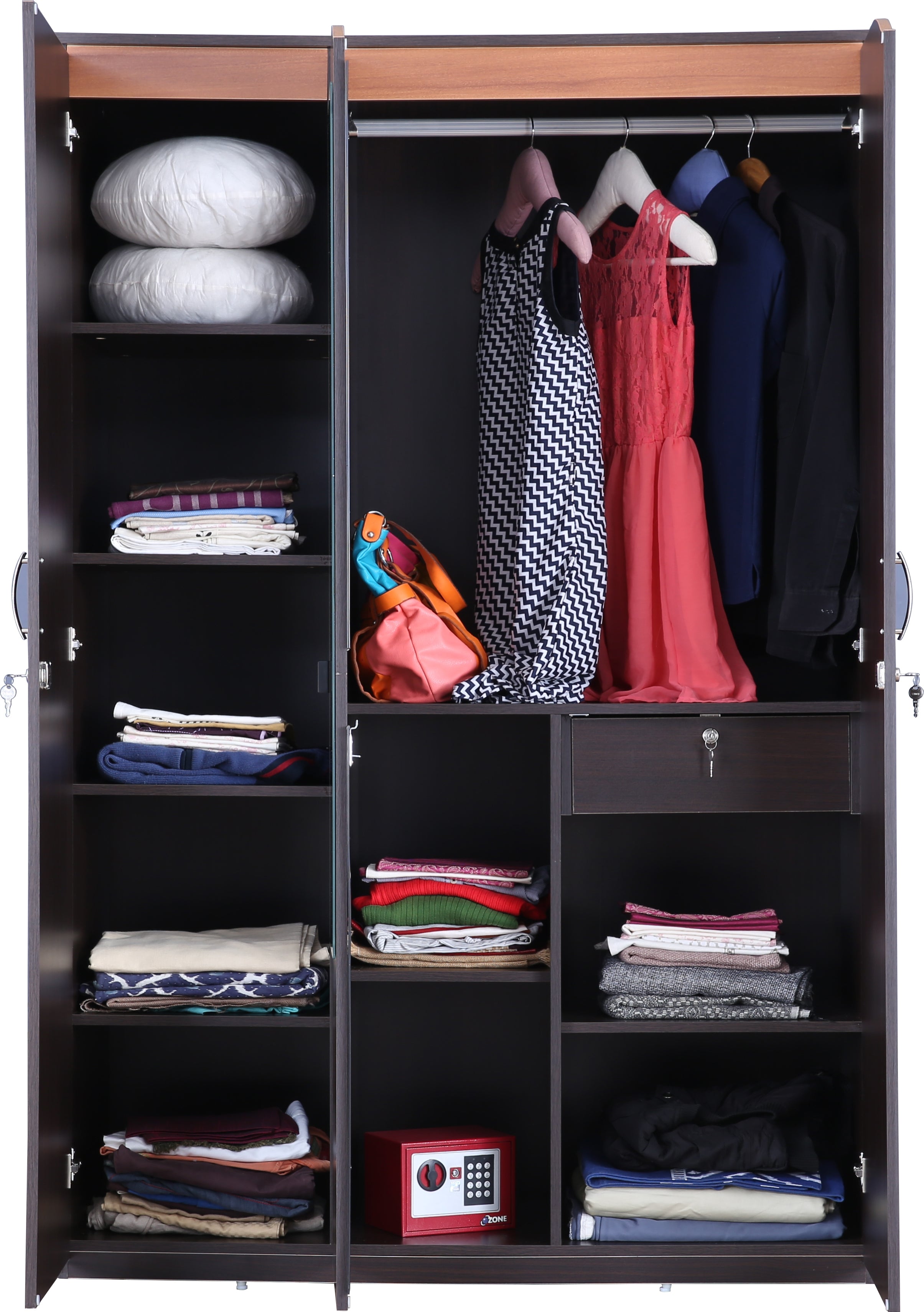 Swirl Three door Wardrobe in Dark Oak Colour