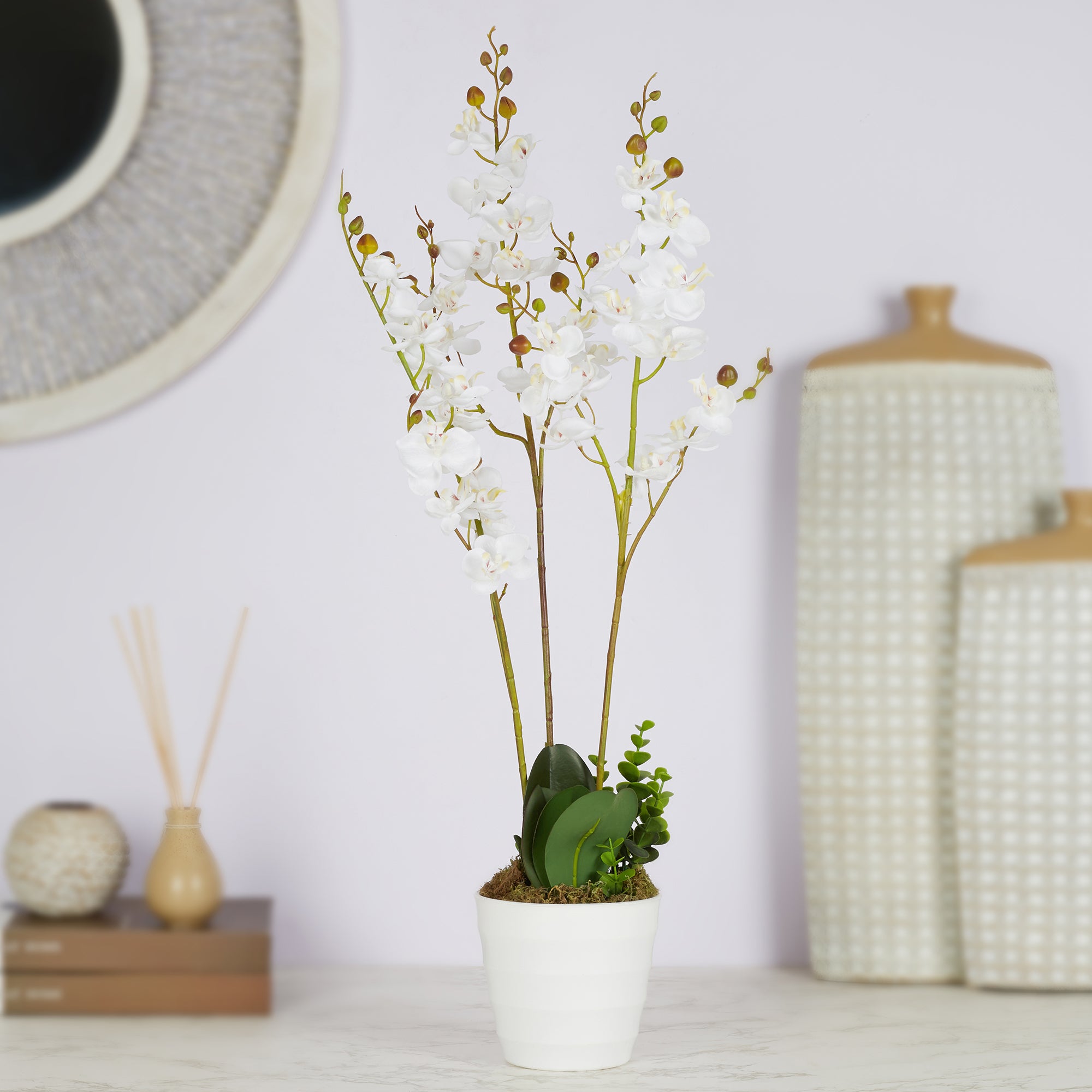 Ilana Artificial Orchid Potted Plant 60Cm in White Colour