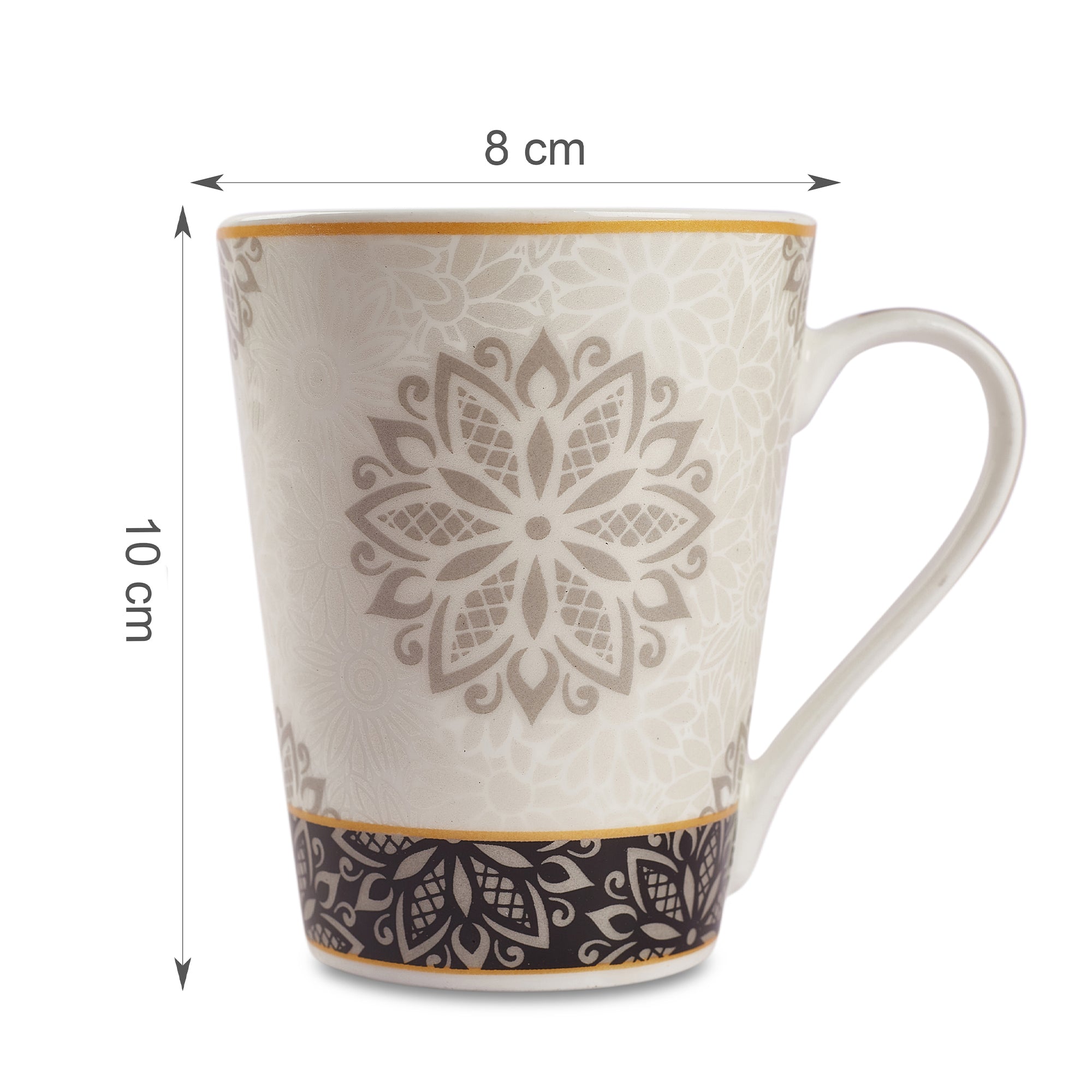 Sapphire Bone China Coffee Mug Set of 4 in Grey Colour