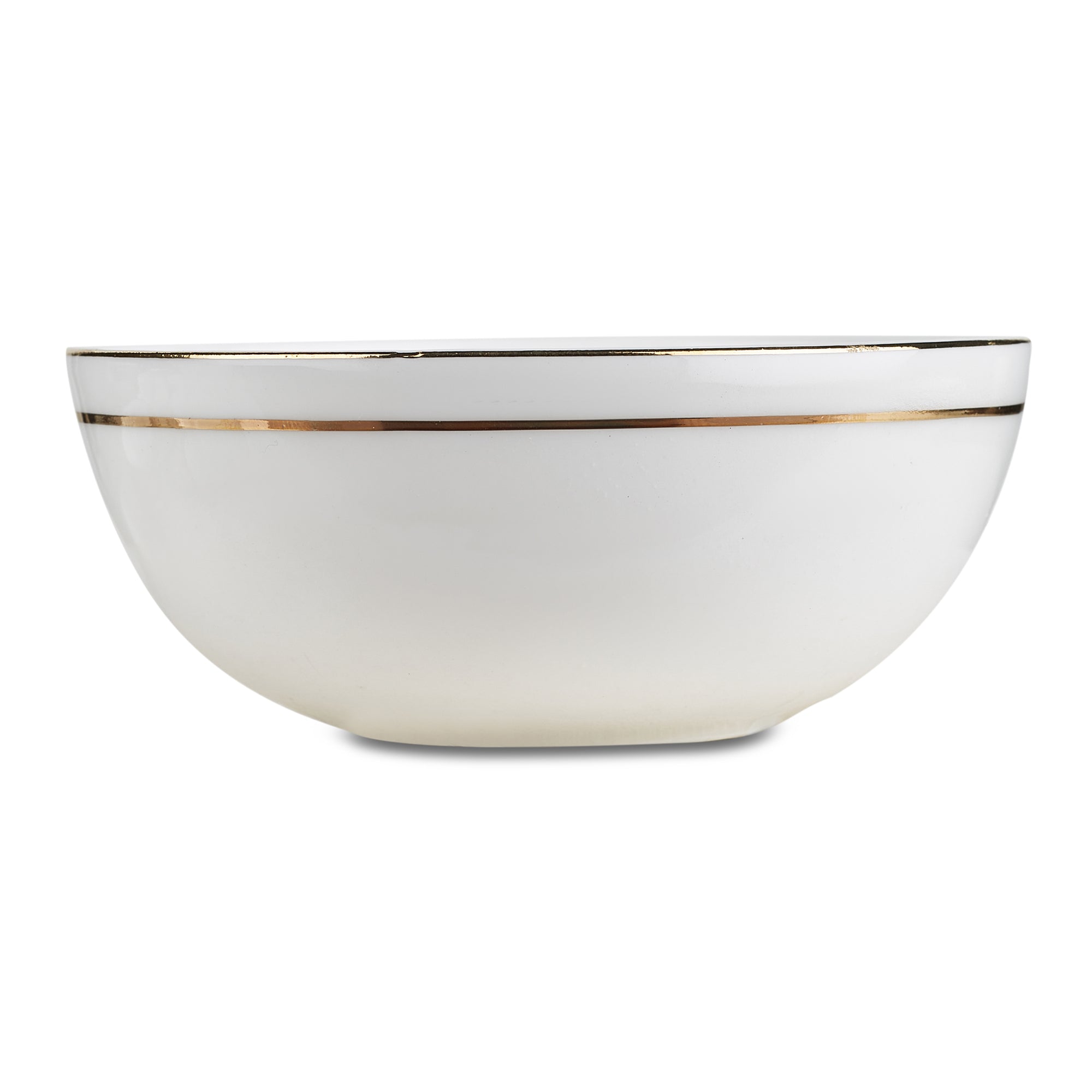 Avril Real Gold-Plated Bone China Veg Bowl/Katori Set of 4 in White Colour