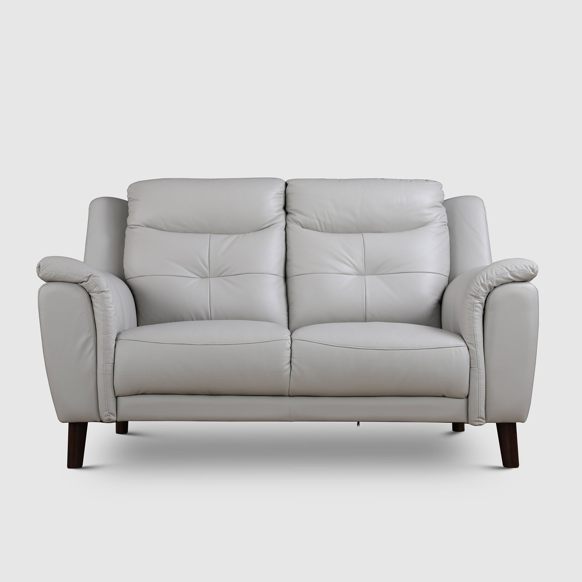 Alexa Half Leather Two Seater Sofa in Light Grey Colour