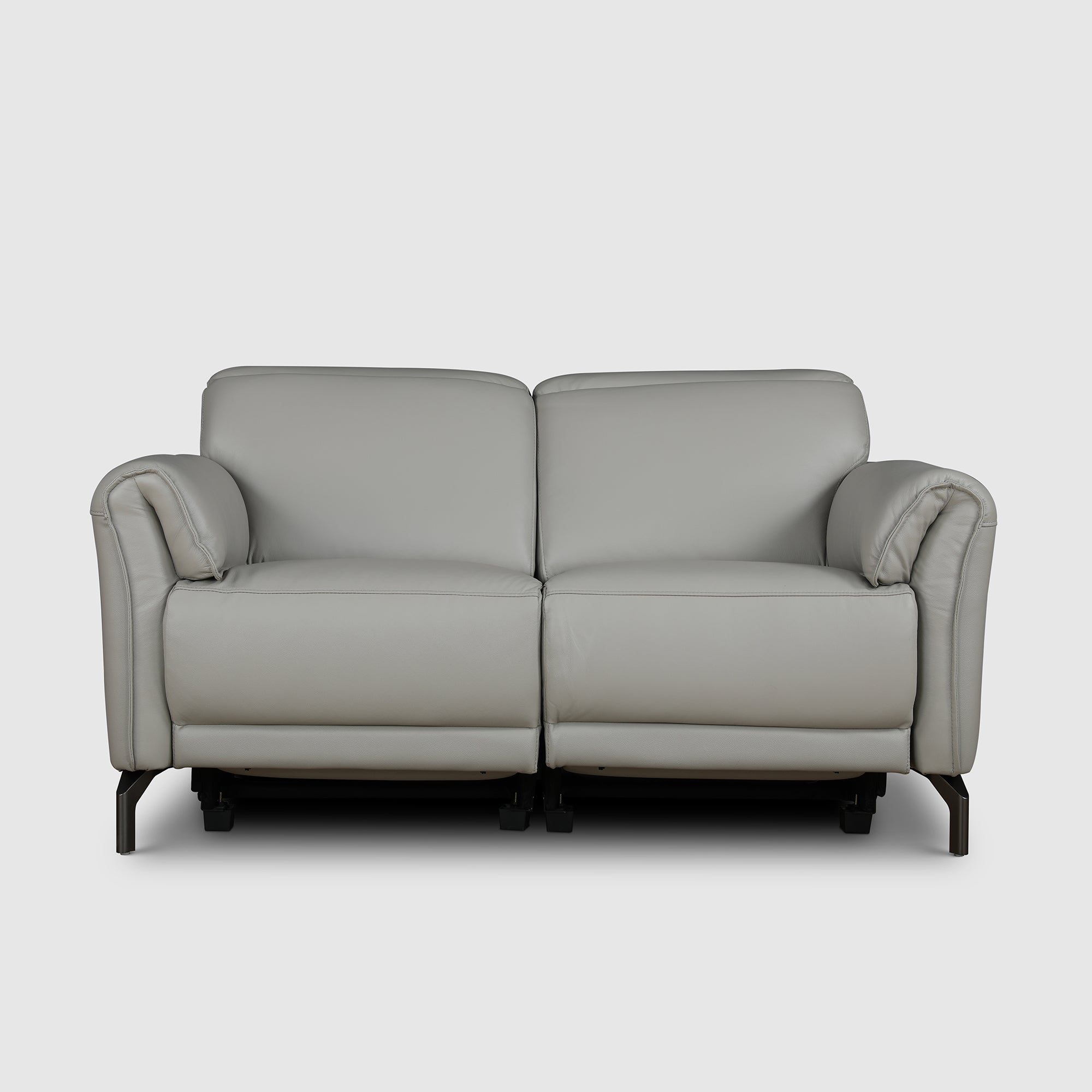 Emilia Half Leather Two Seater Electric Recliner in Light Grey Colour