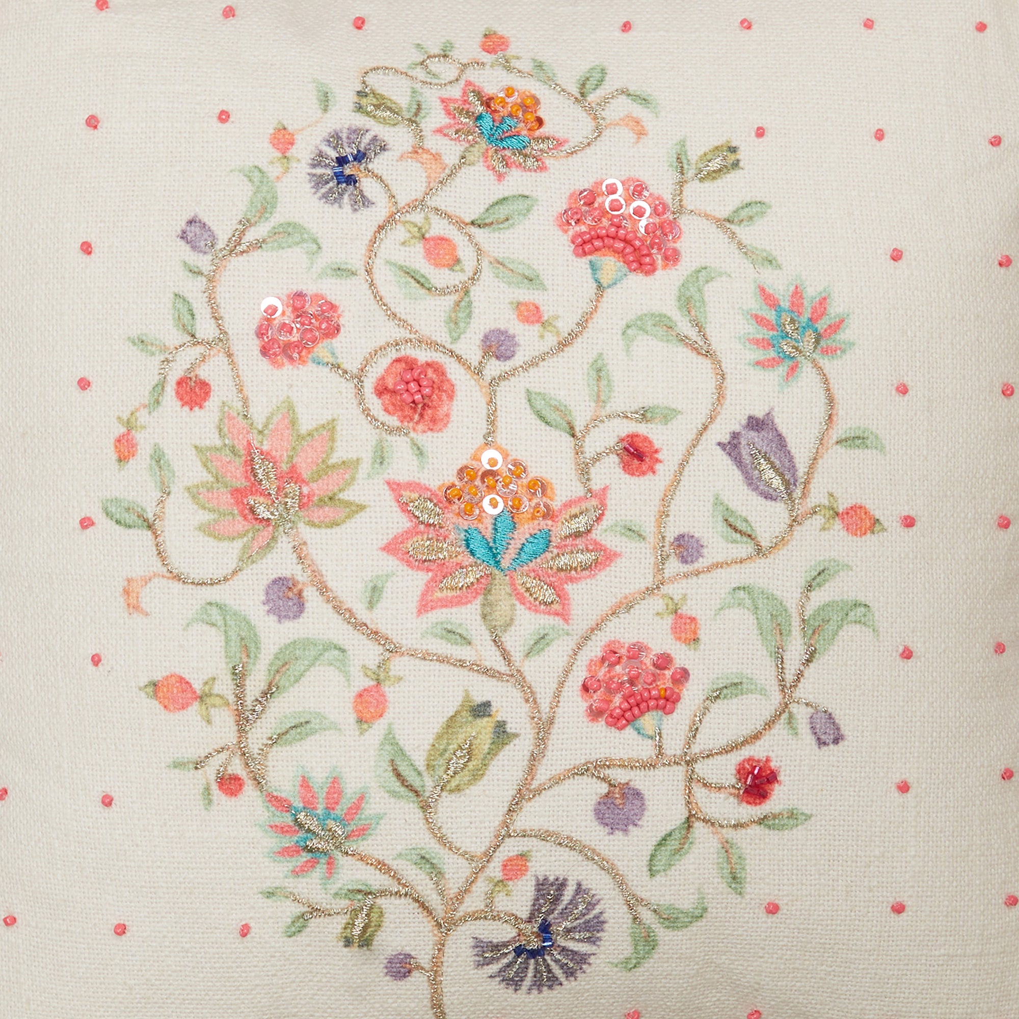 Indian Botanical Cotton Cushion Cover 30x30 cm in Floral Print