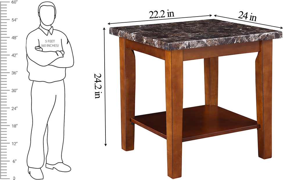 Eden Marble Finish Top Side Table in Brown Colour