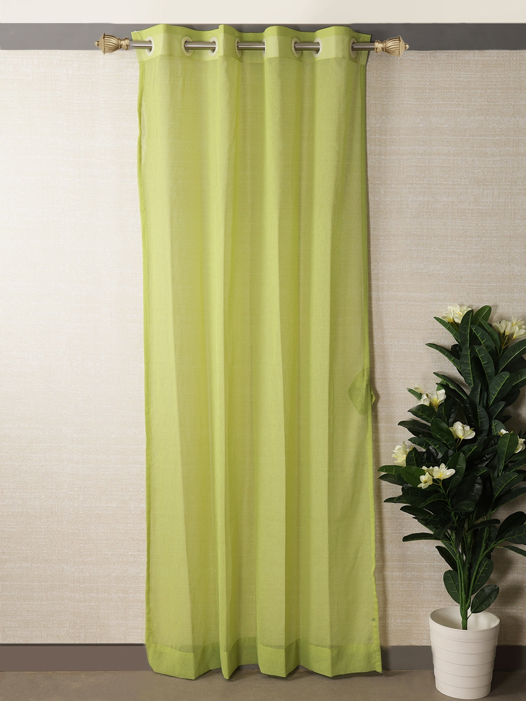 Houzzcode Cascade Polyester Door Curtain 132 x 229cm in Green Colour