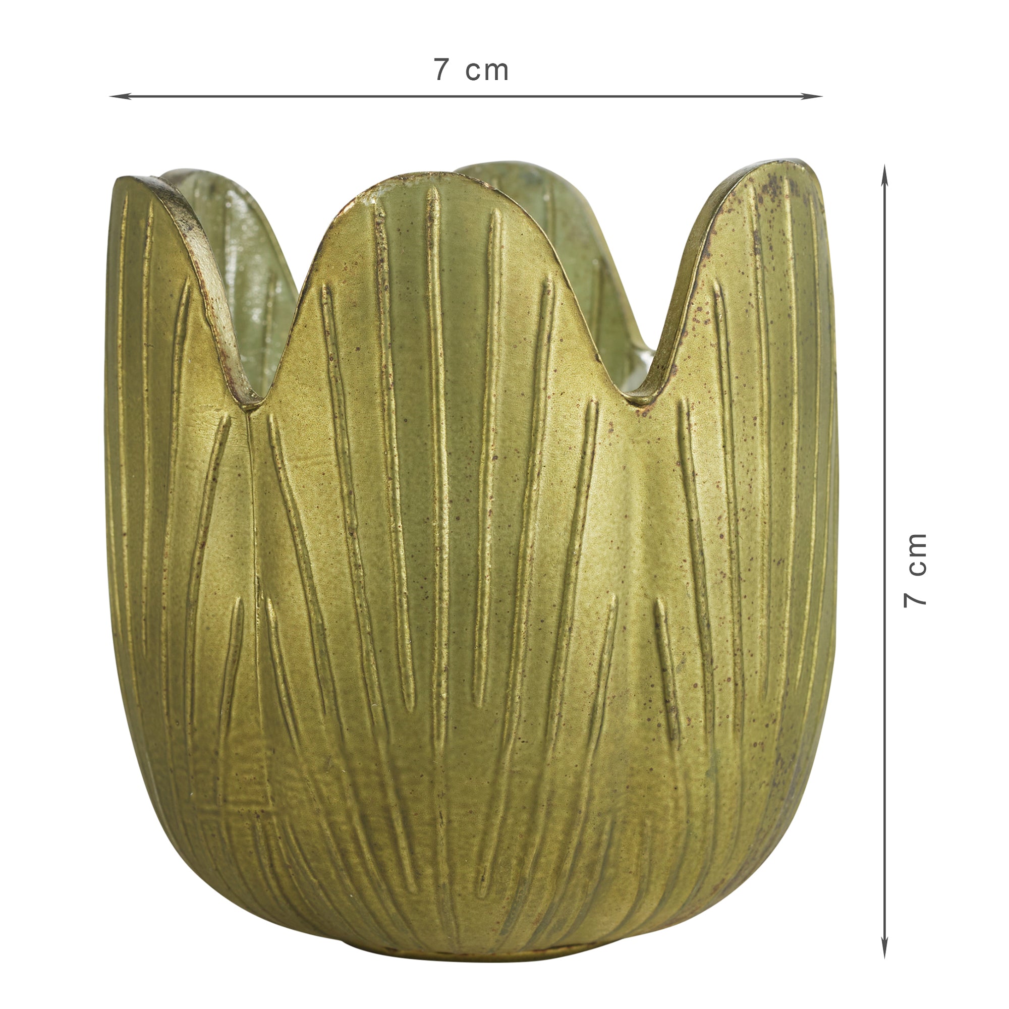 Phiona Glass Lotus Inspired Handcrafted Votive 70 Cm in Emerald Colour