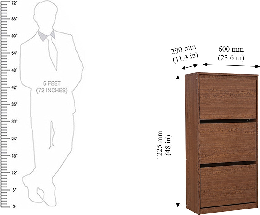 Alder Engineered Wood 3 tier Shoe Rack in Oak Colour