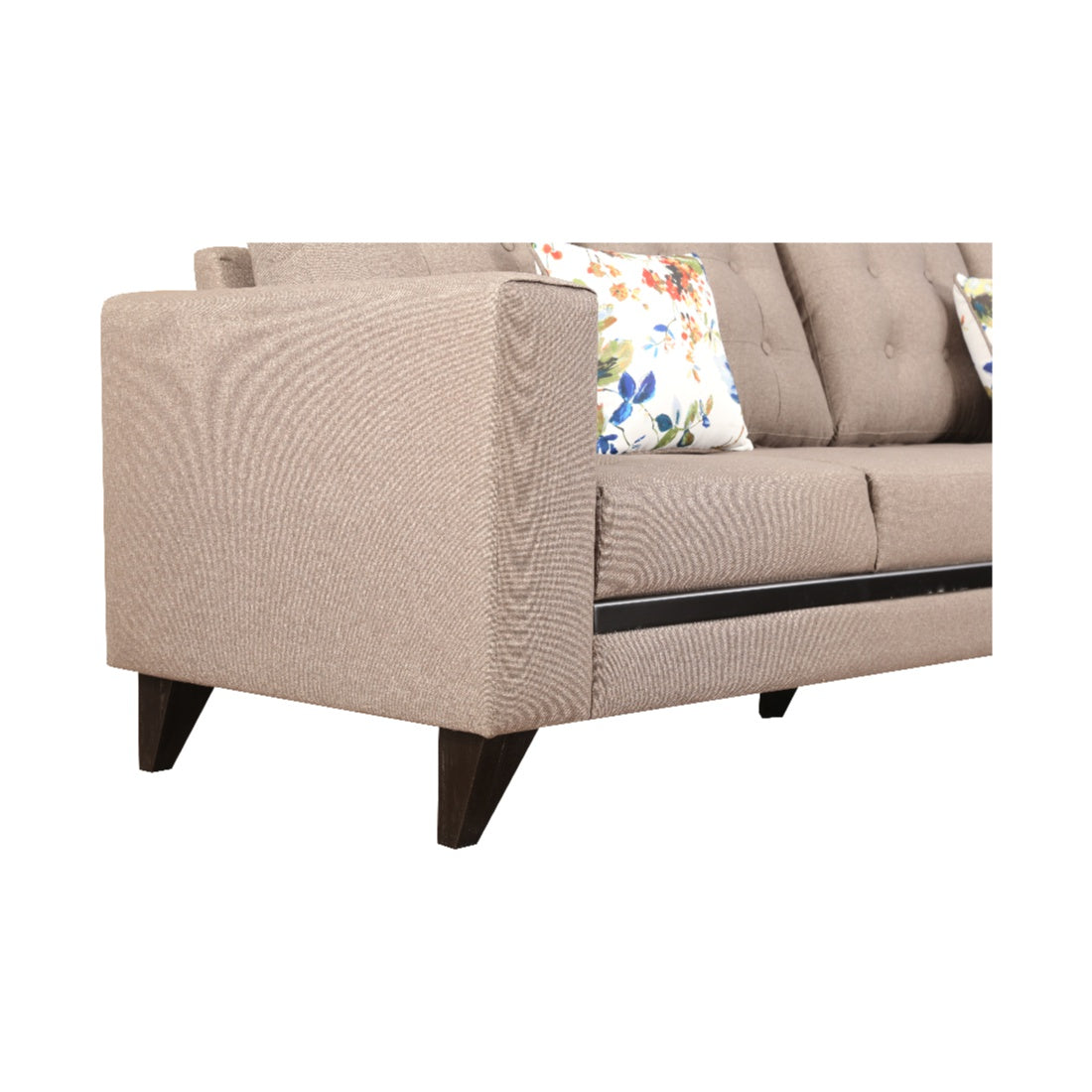 Garcia Fabric 3 Seater Sofa With Left Hand Side Lounger in Brown Colour