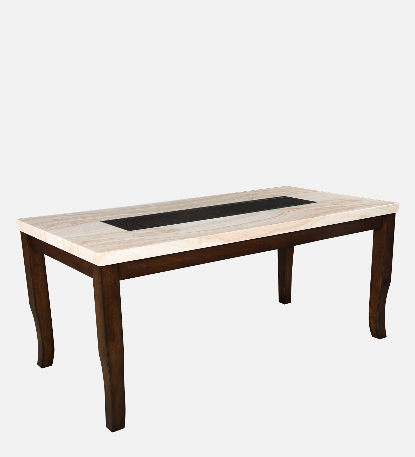 Nexus Marble Finish Six Seater Dining Set With Bench in Antique Cherry Colour