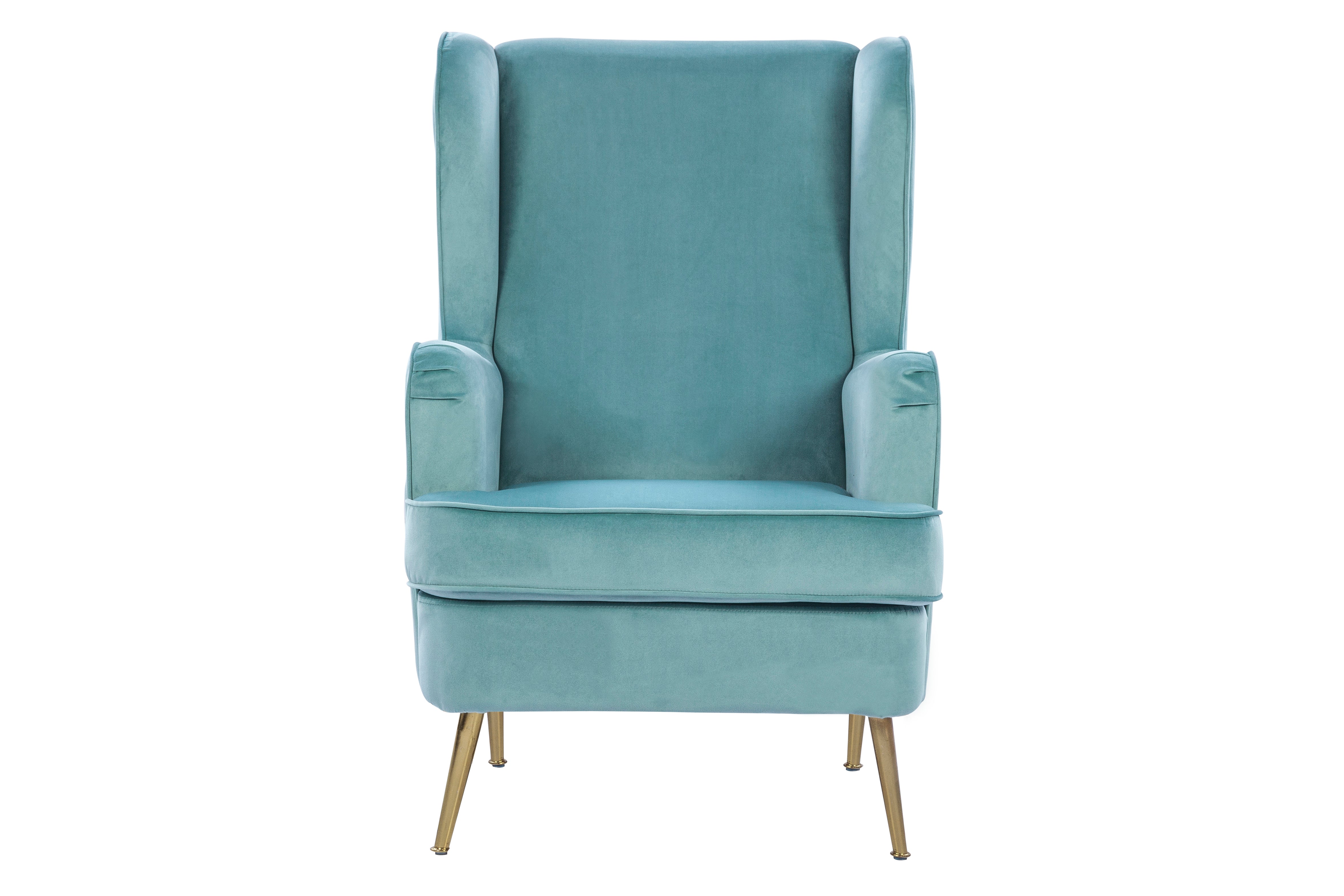 Charm Velvet Arm Chair in Teal Colour