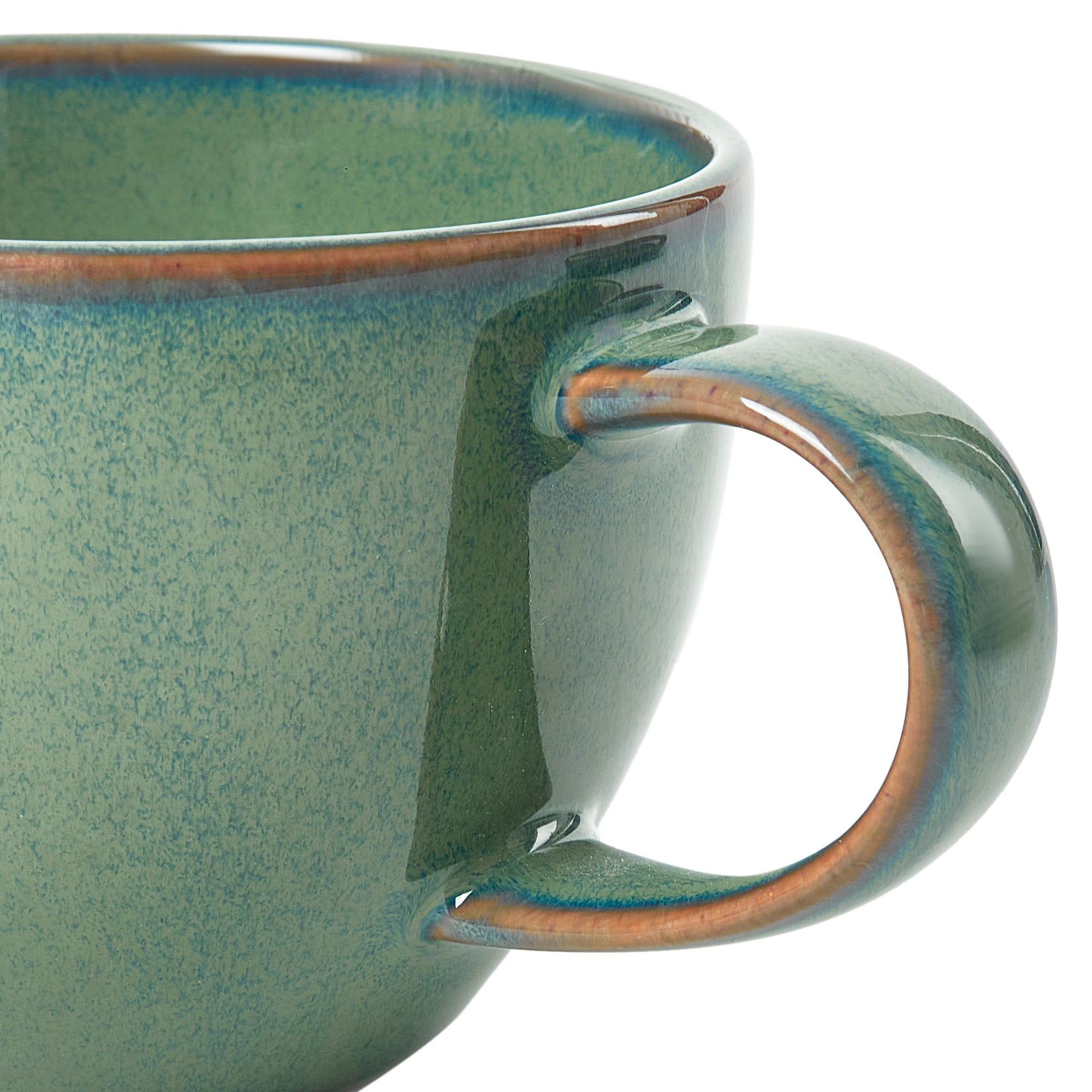 Hygge Studio Pottery Stoneware Cup & Saucer Set of 4 in Sage Green Colour