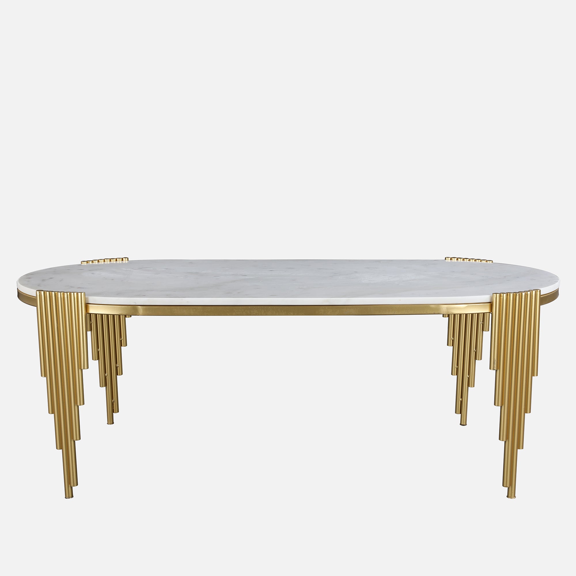 Giove Marble & Iron Center Table in White & Gold Colour