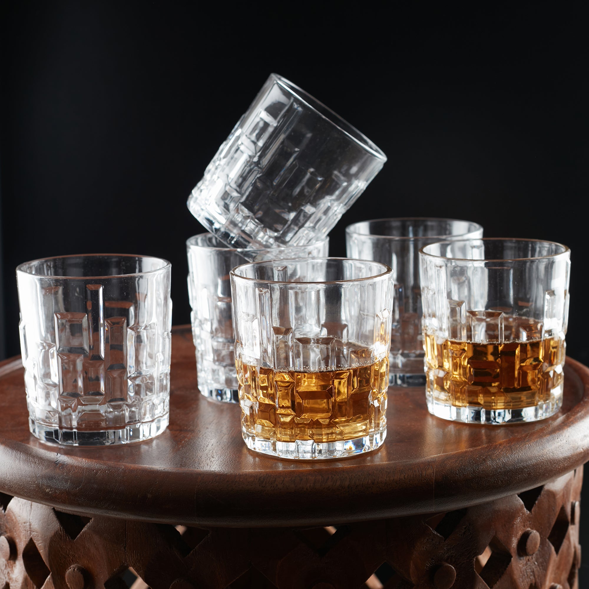 Cairo Glass Whisky Glass Set of 6 in Transparent Colour