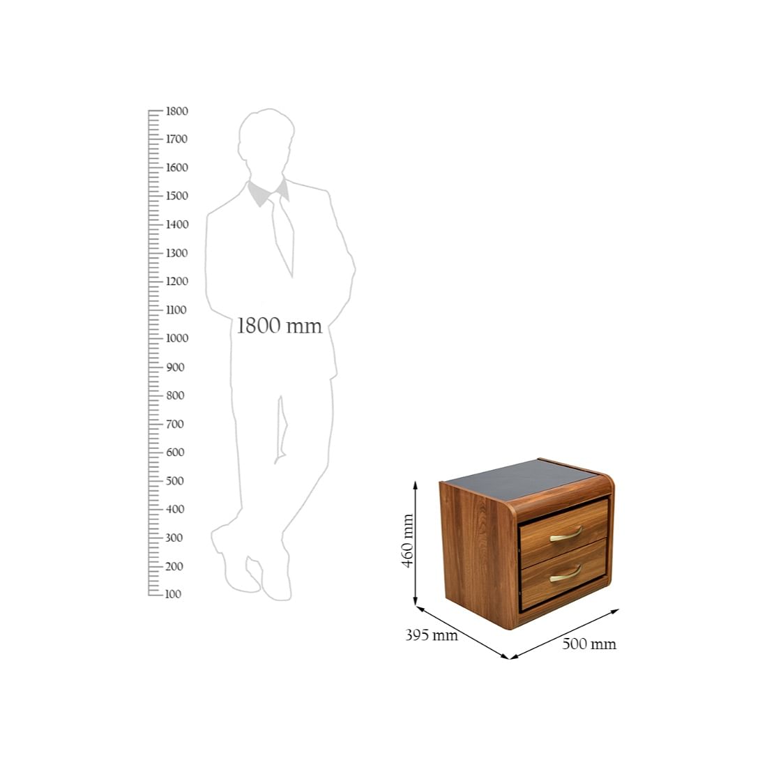 Archer Night Stand in Walnut Colour