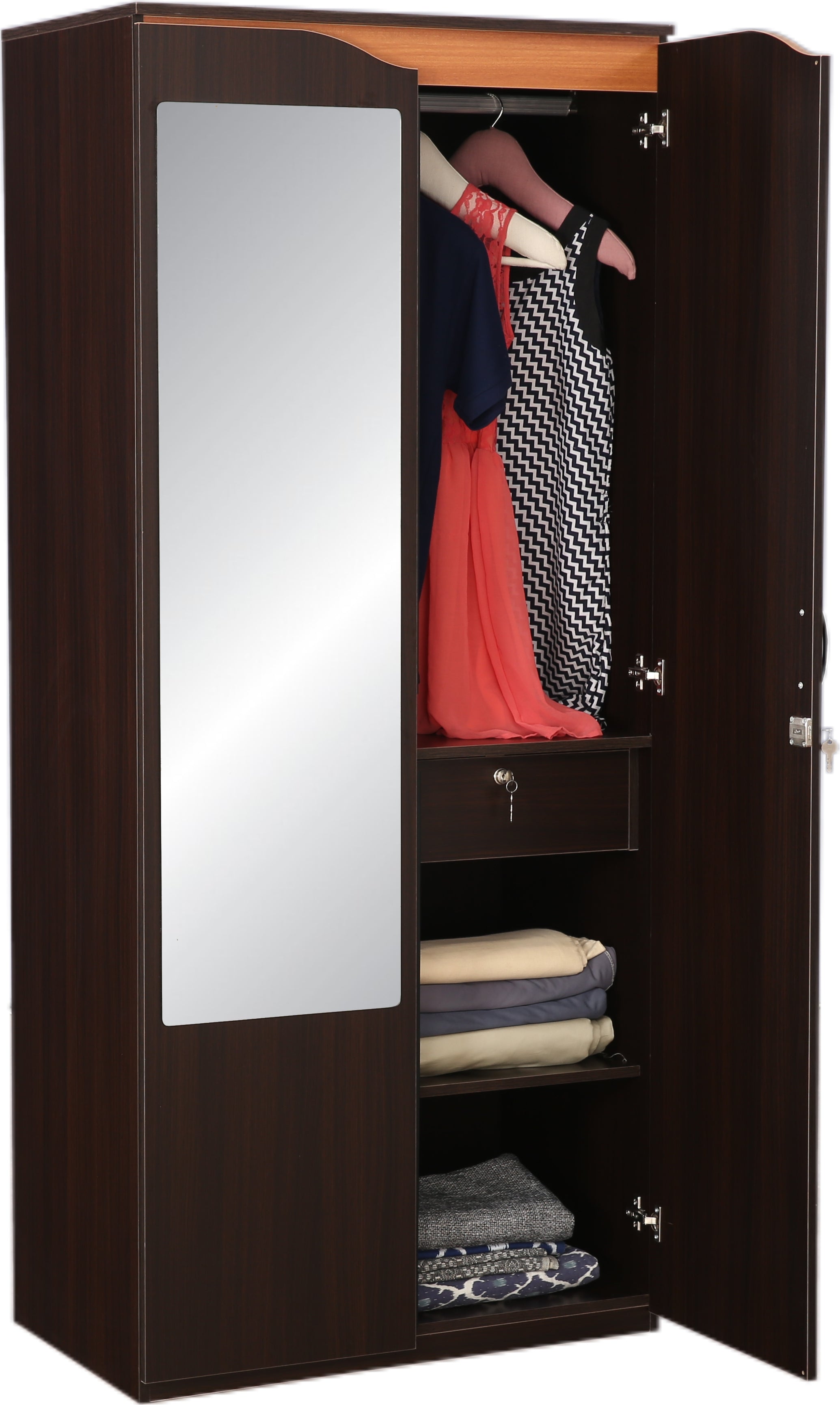 Swirl Two door Wardrobe in Dark Oak Colour