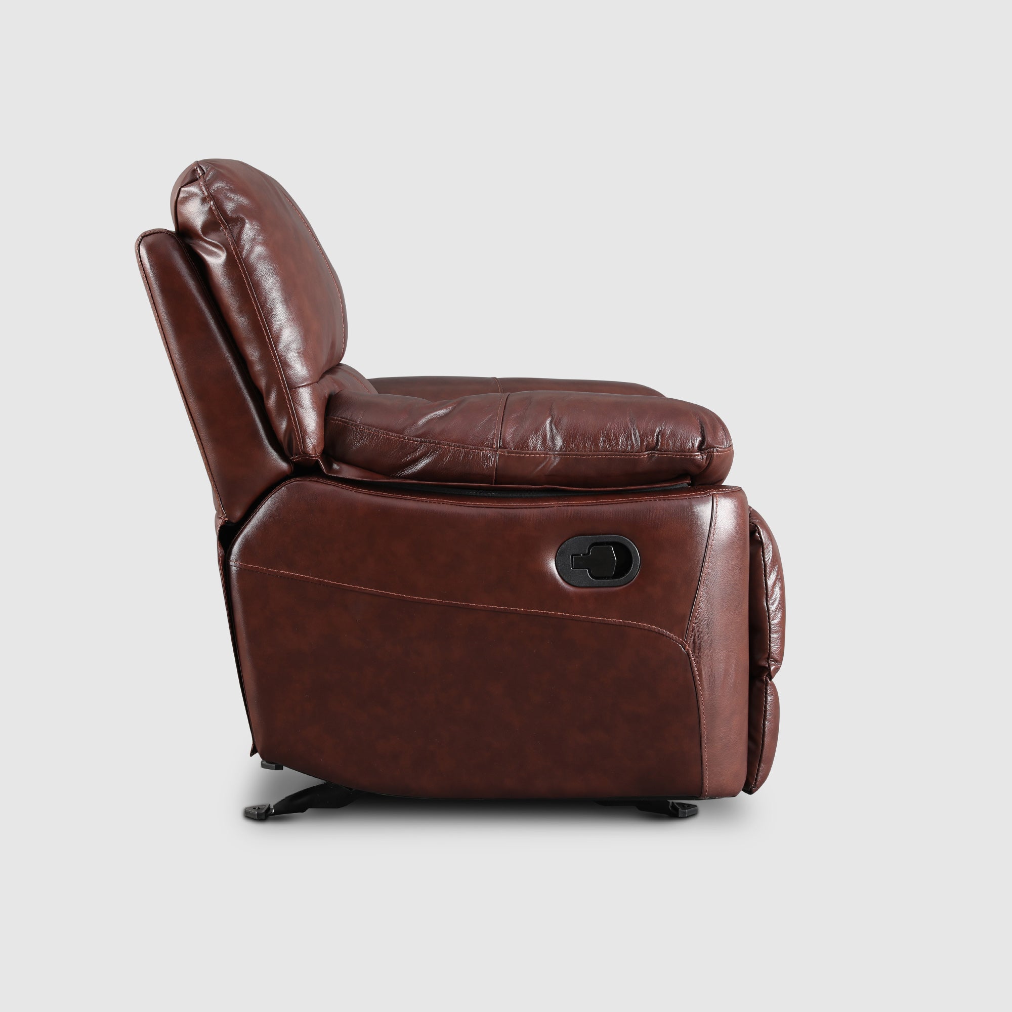 Charles Half Leather Single Seater Rocker Recliner in Brown Colour