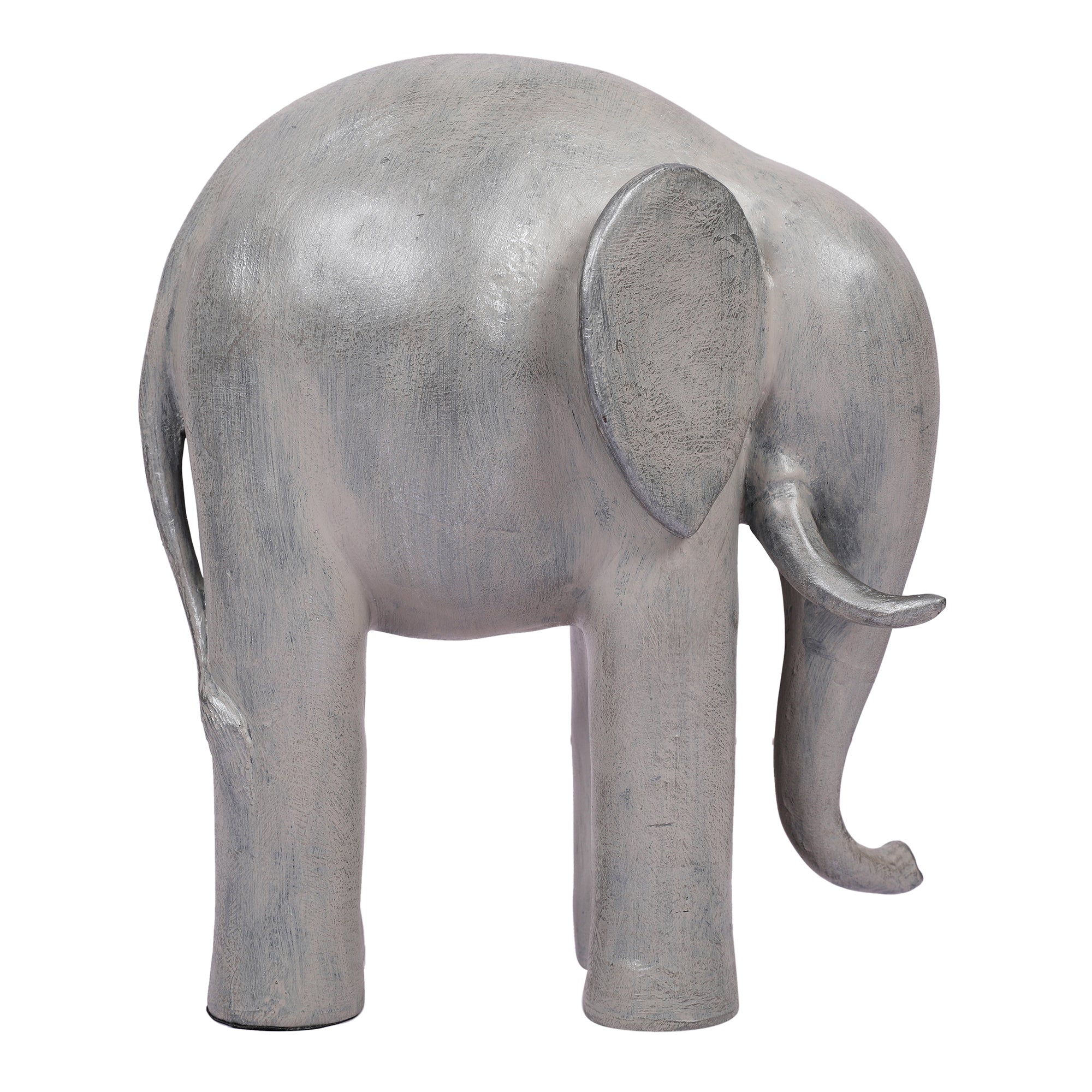 Stella Silver Pearl Finish Polyresin Elephant Table D&eacute;cor