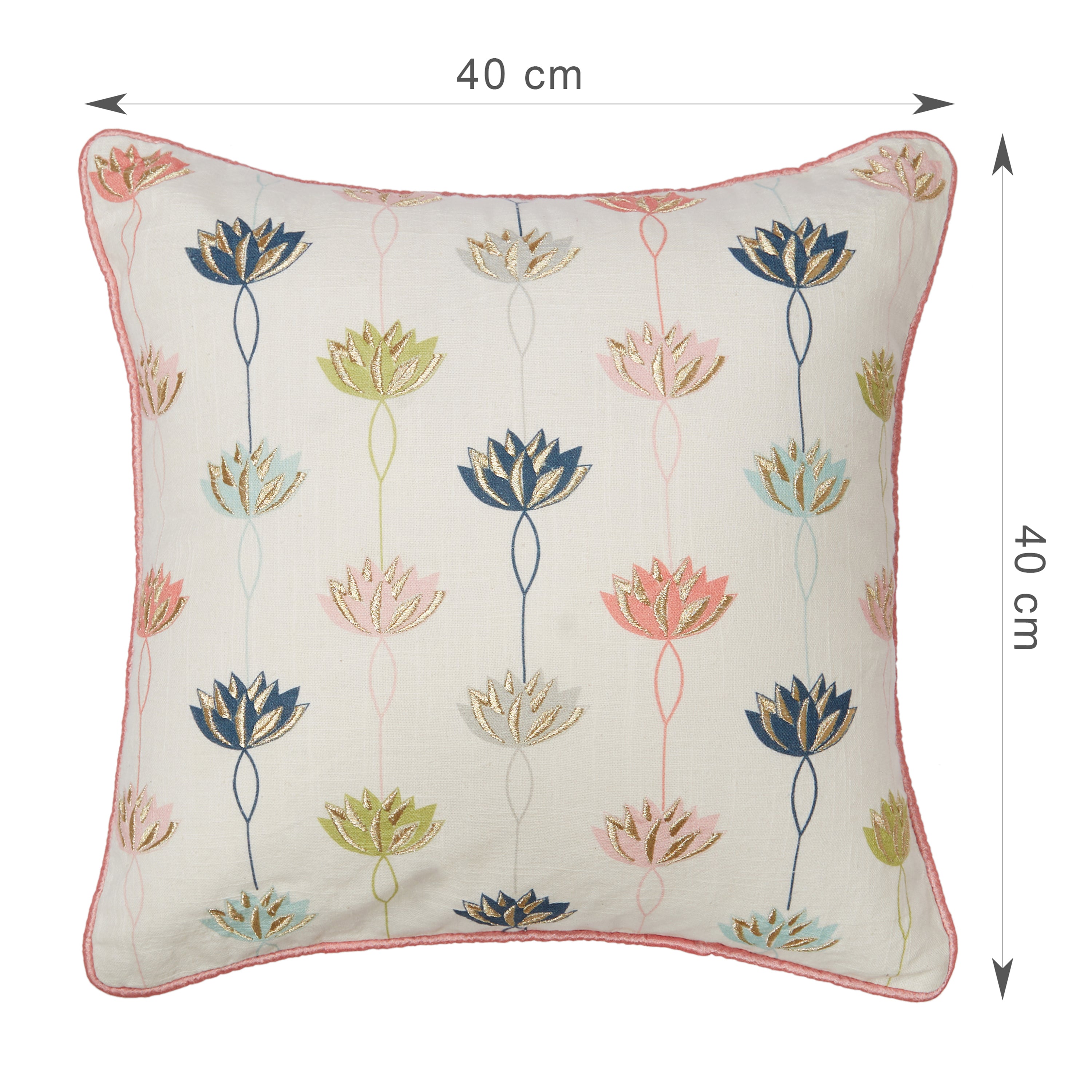 Nelumbra Cotton Cushion Cover 40x40 cm in Multi Colour