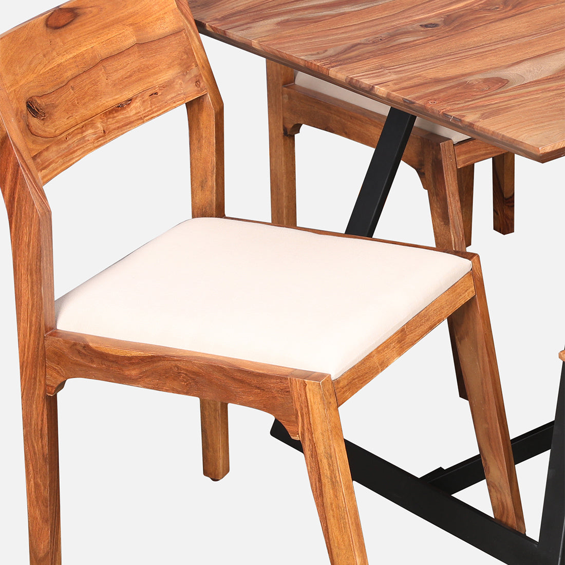 Axel Solidwood Six Seater Dining Set With Bench in Natural Sheesham Colour